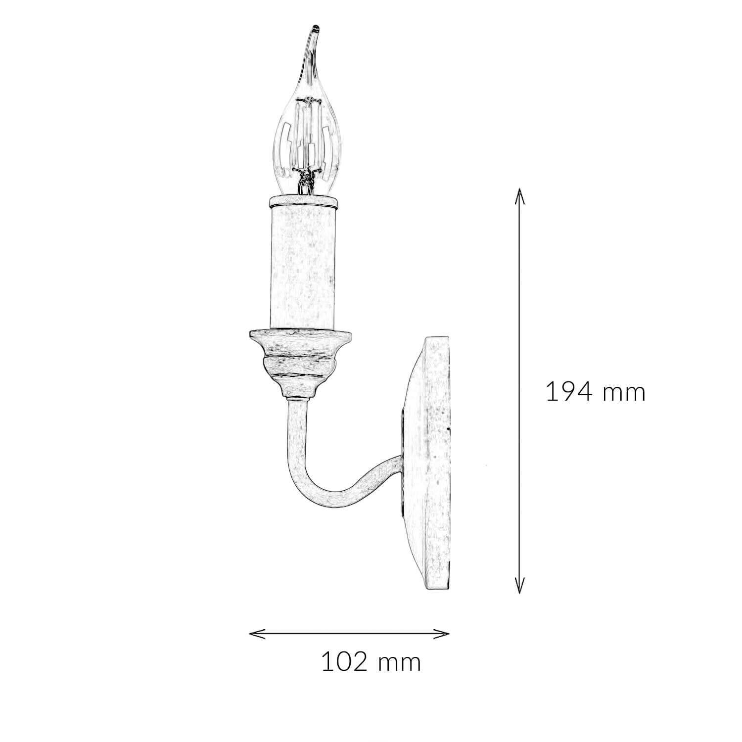 Wandlampe CANDELA 8 Holz Shabby Weiß Kerze Lampe Leuchter, Lampe