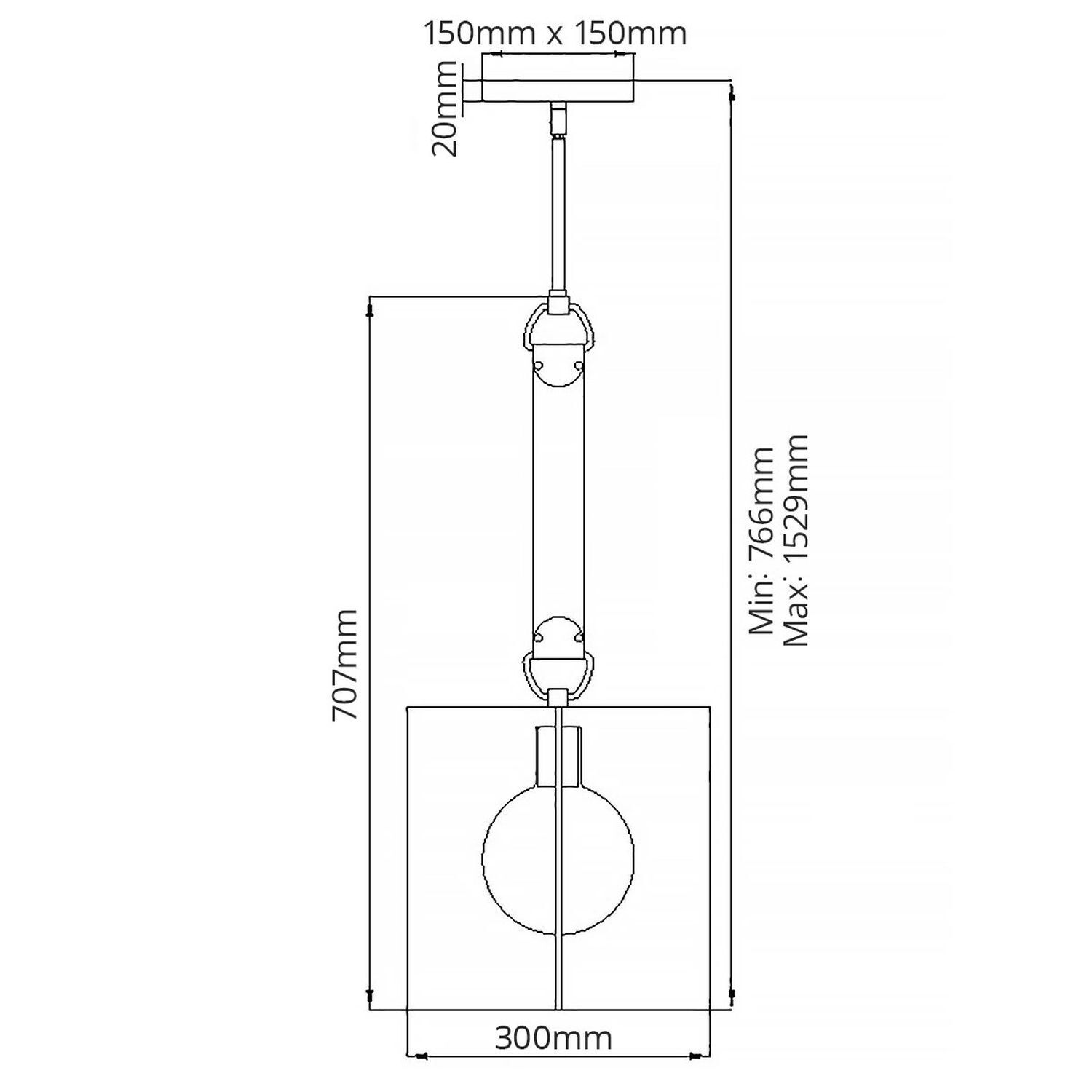 Suspension E27 L : 30 cm H : max. 152,9 cm ajustable