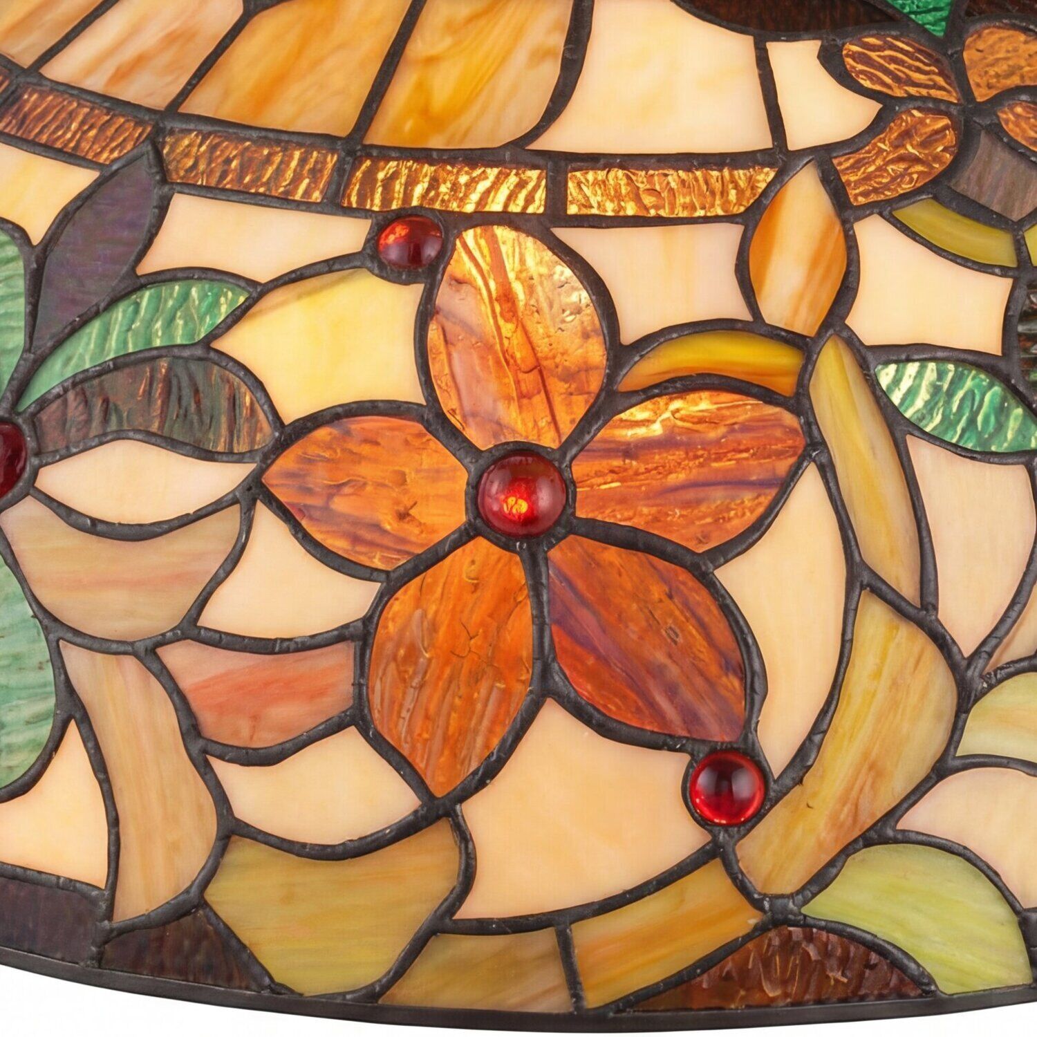 haengeleuchte-pendelleuchte-haengelampe-farfalla-6-3-flammig-bronze-antik-gelb-gold-orange-tiffany-stil-06 tiffany-stained-glass, bleirglass, blumenmotiv, orange-rot, handgemalt-glass