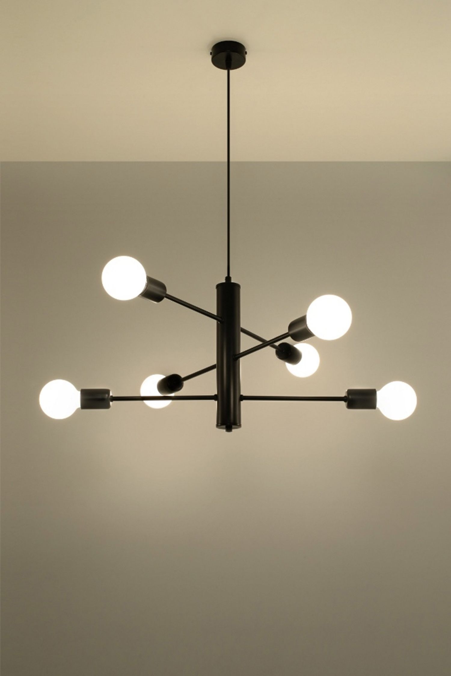 Lampe à suspendre métal noir 6 flammes E27 table à manger
