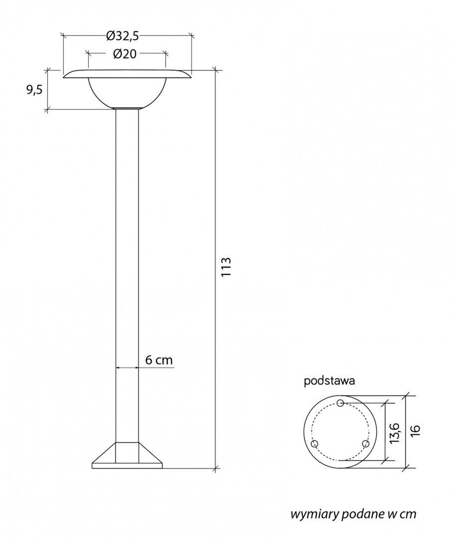 Lampe d'allée pauvre en éblouissement E27 IP65 113 cm petite en noir Diagramm, Handlung