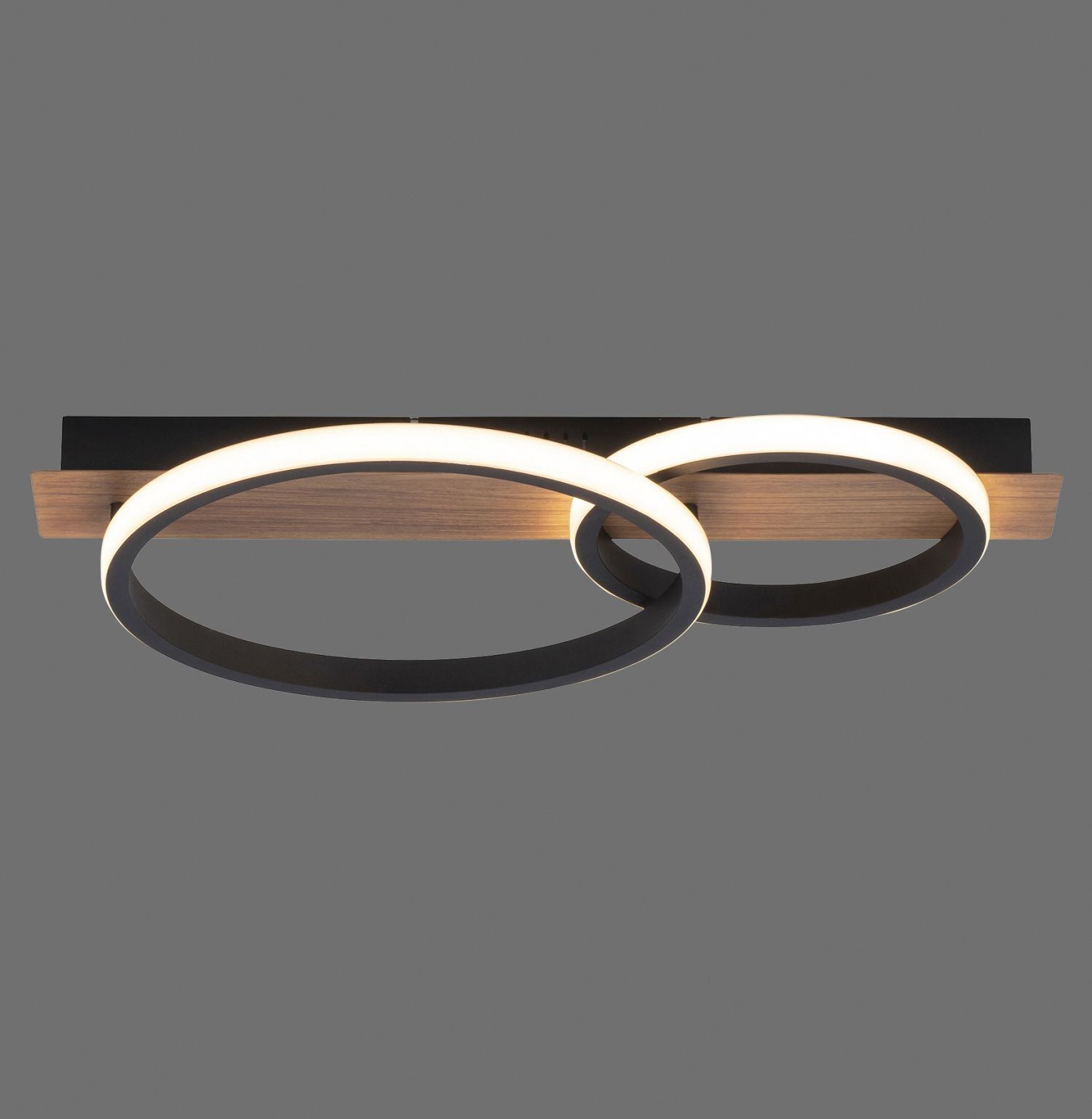 Lampe de plafonnier LED Bois Métal Naturel Noir 53 cm 3200 lm