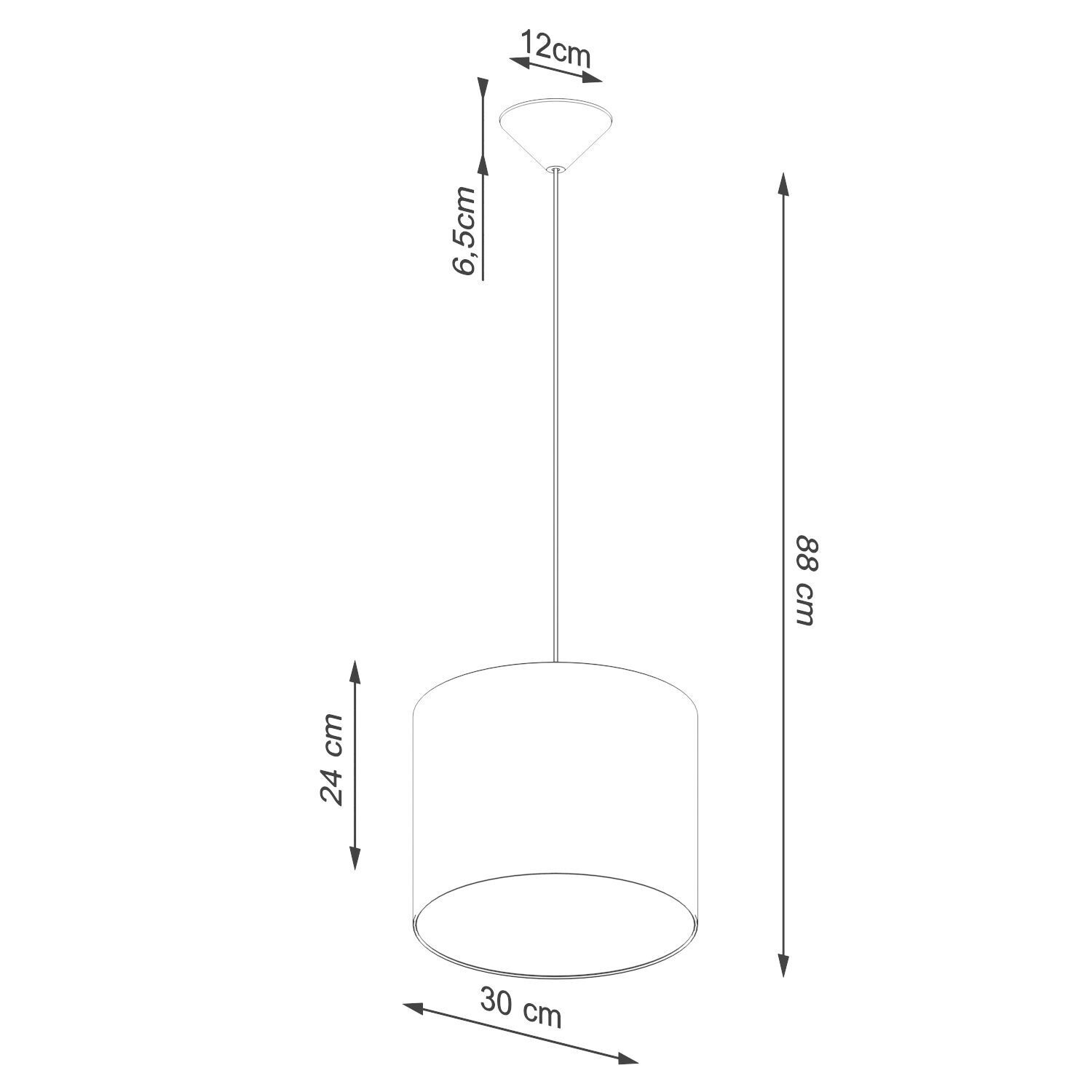 pendant light, ceiling light, Stoffschirm, Zylinder-Schirm, Metallstab