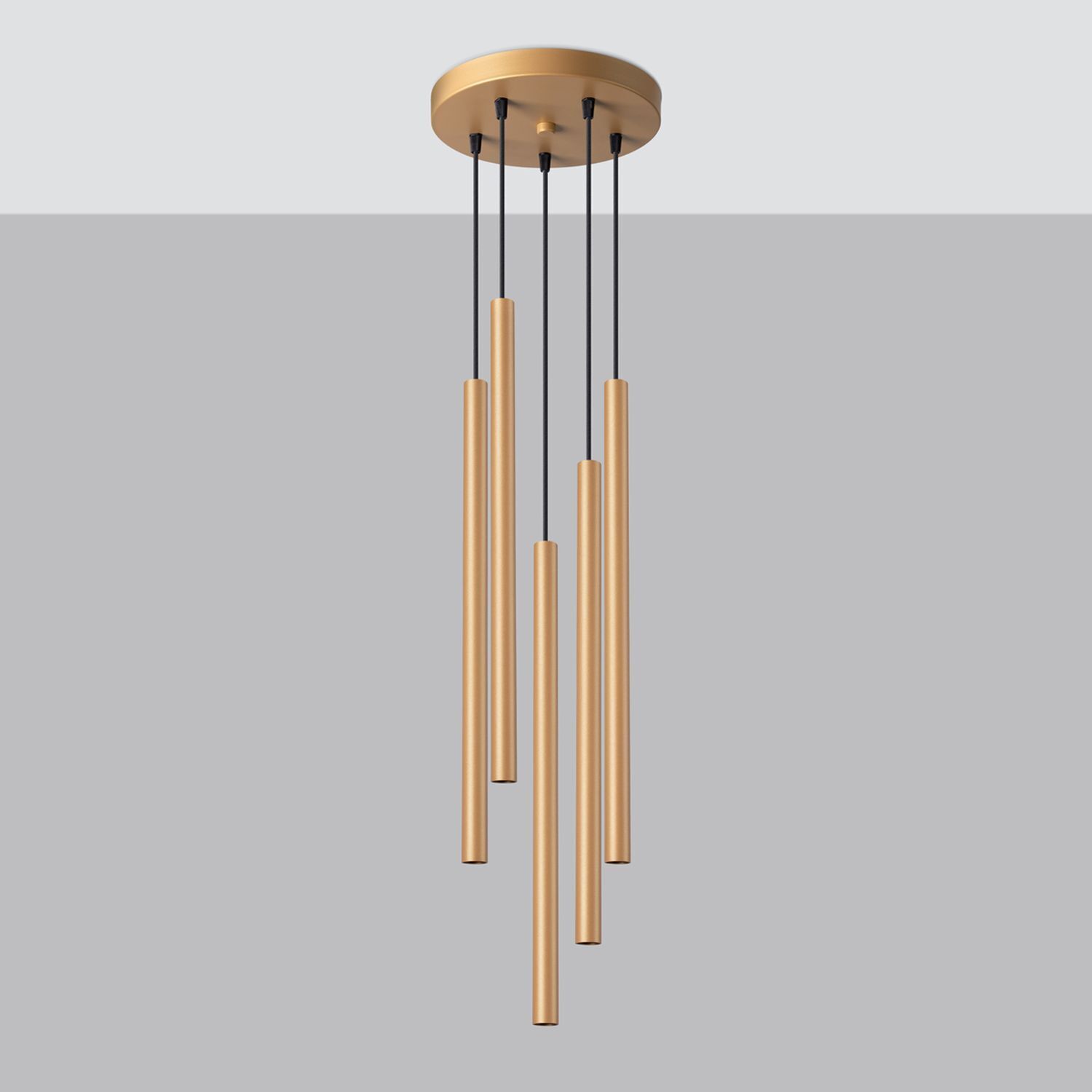 Runde Pendelleuchte Stahl Gold G9 L:25 cm akzentuiert pendant light, hanging lamp, gold, metall, moderne