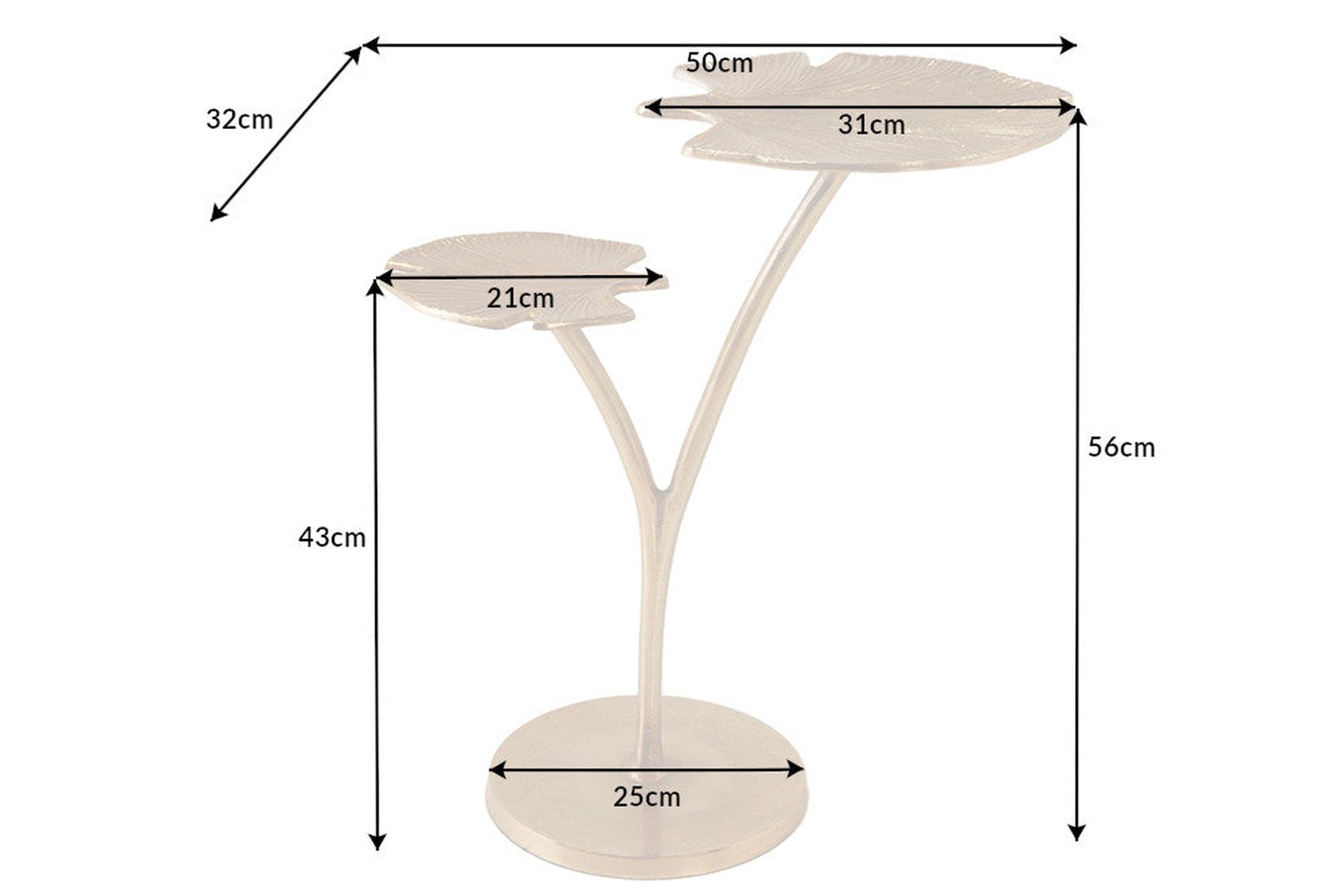 Beistelltisch Metall in Gold 50 x 32 cm Handarbeit Lampe, Mobiliar