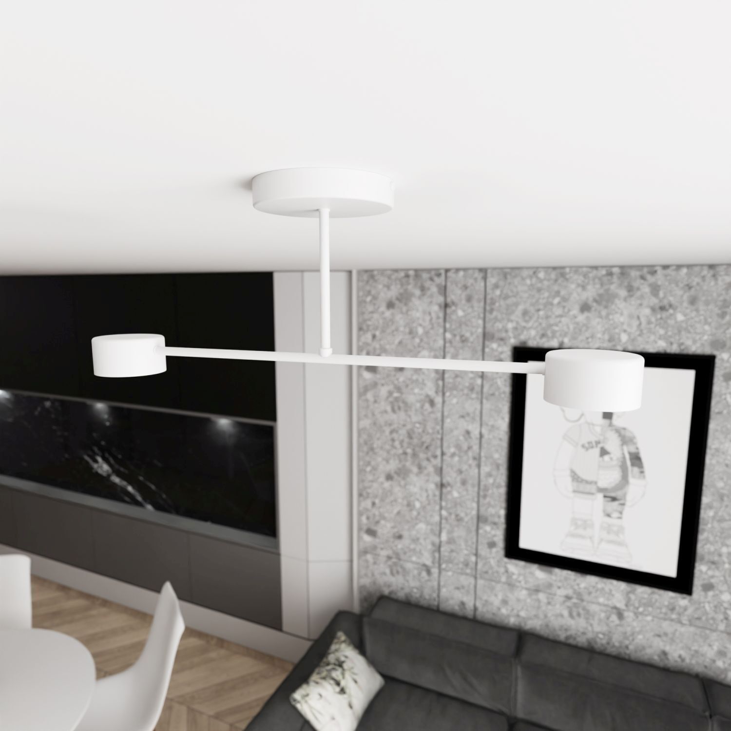 Plafonnier blanc métal GX53 2 flammes accentuées