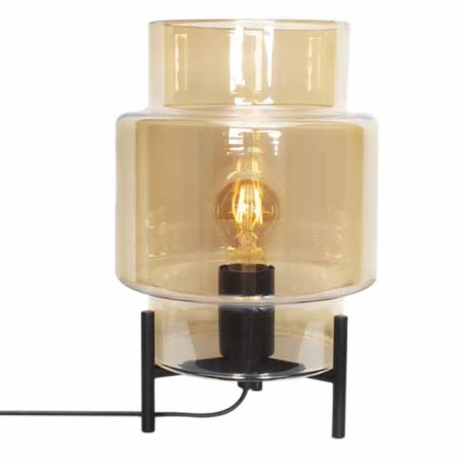 Tischleuchte Metall Rauchglas 29 cm hoch Dreibein E27