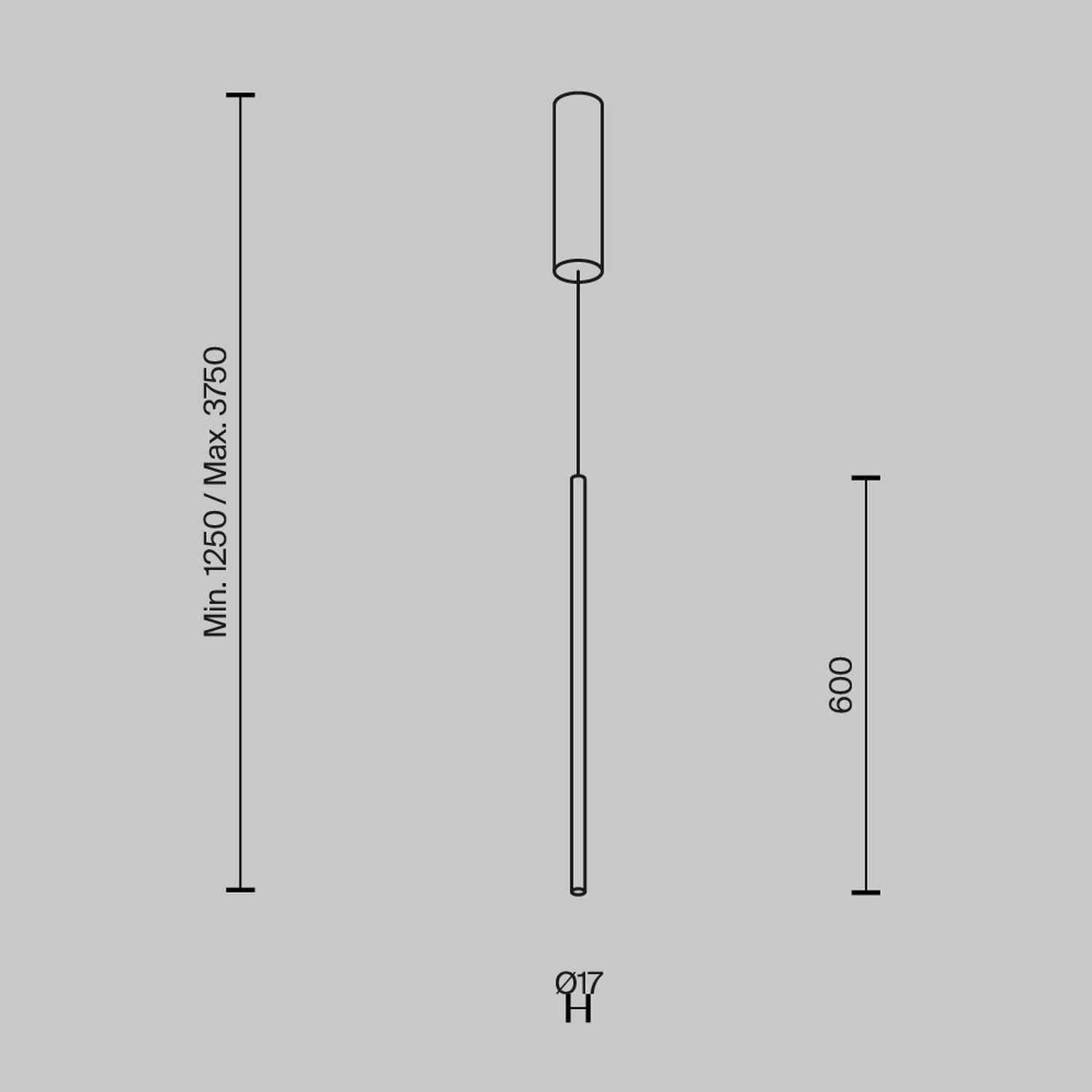 Suspension LED aluminium D : 1,7 cm rond en laiton