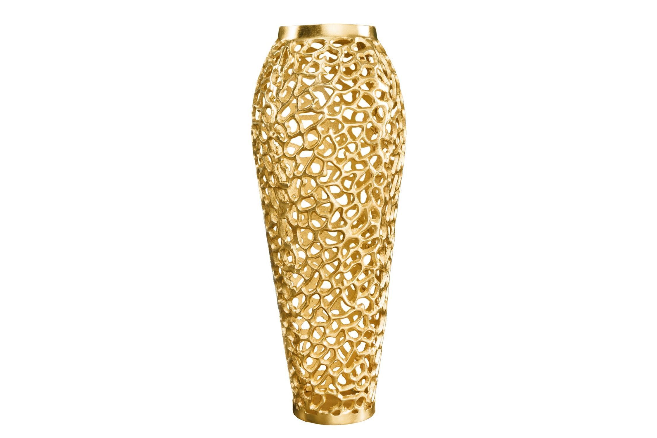 Vase décoratif en métal 64 cm de haut en or fait main PAULA