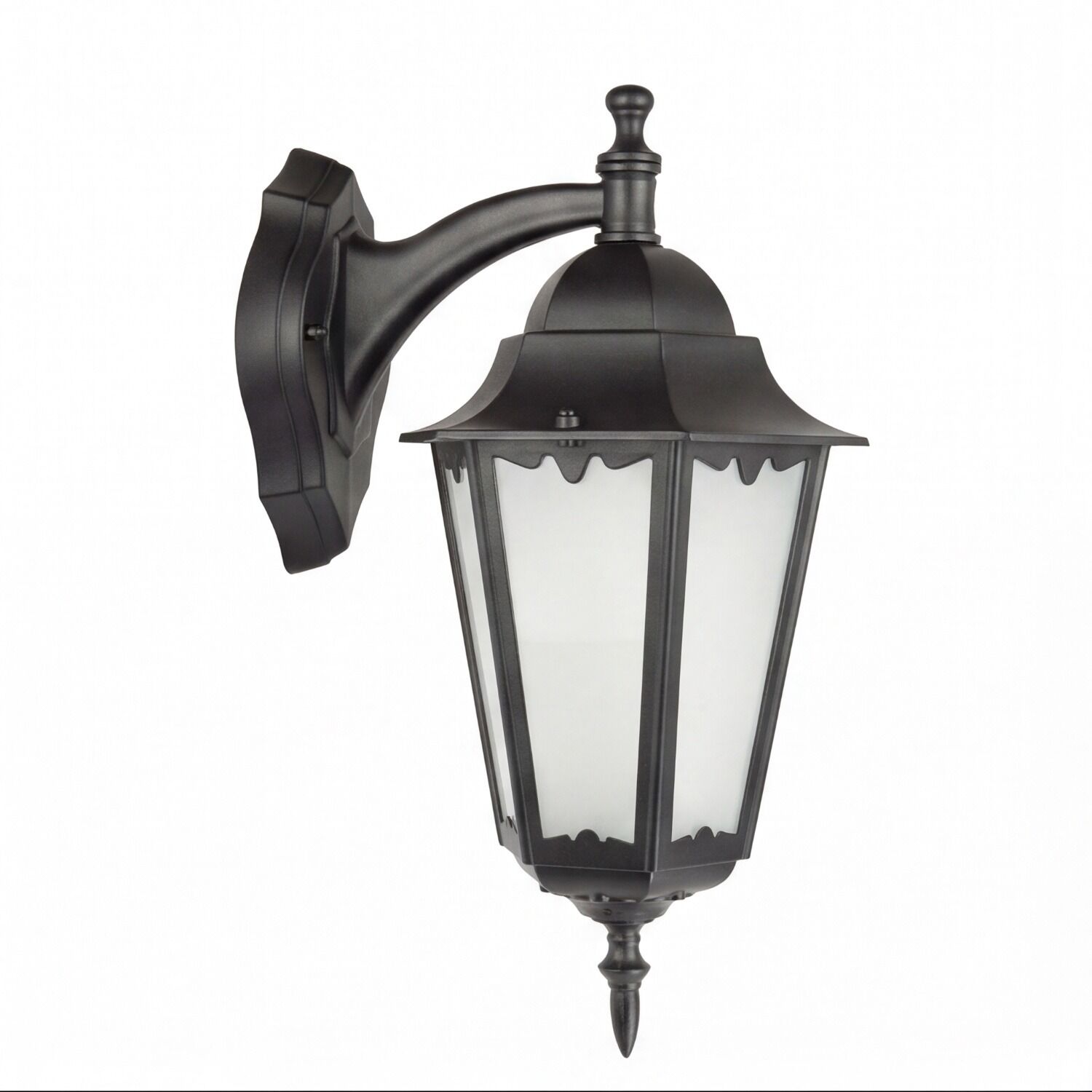 aussen-wandleuchte-aussenlampe-dilsen-1-flammig-schwarz-rustikal-296-2 Wandlampe, Außenleuchte, Laterne, Schwarz, Glaslampenschirm
