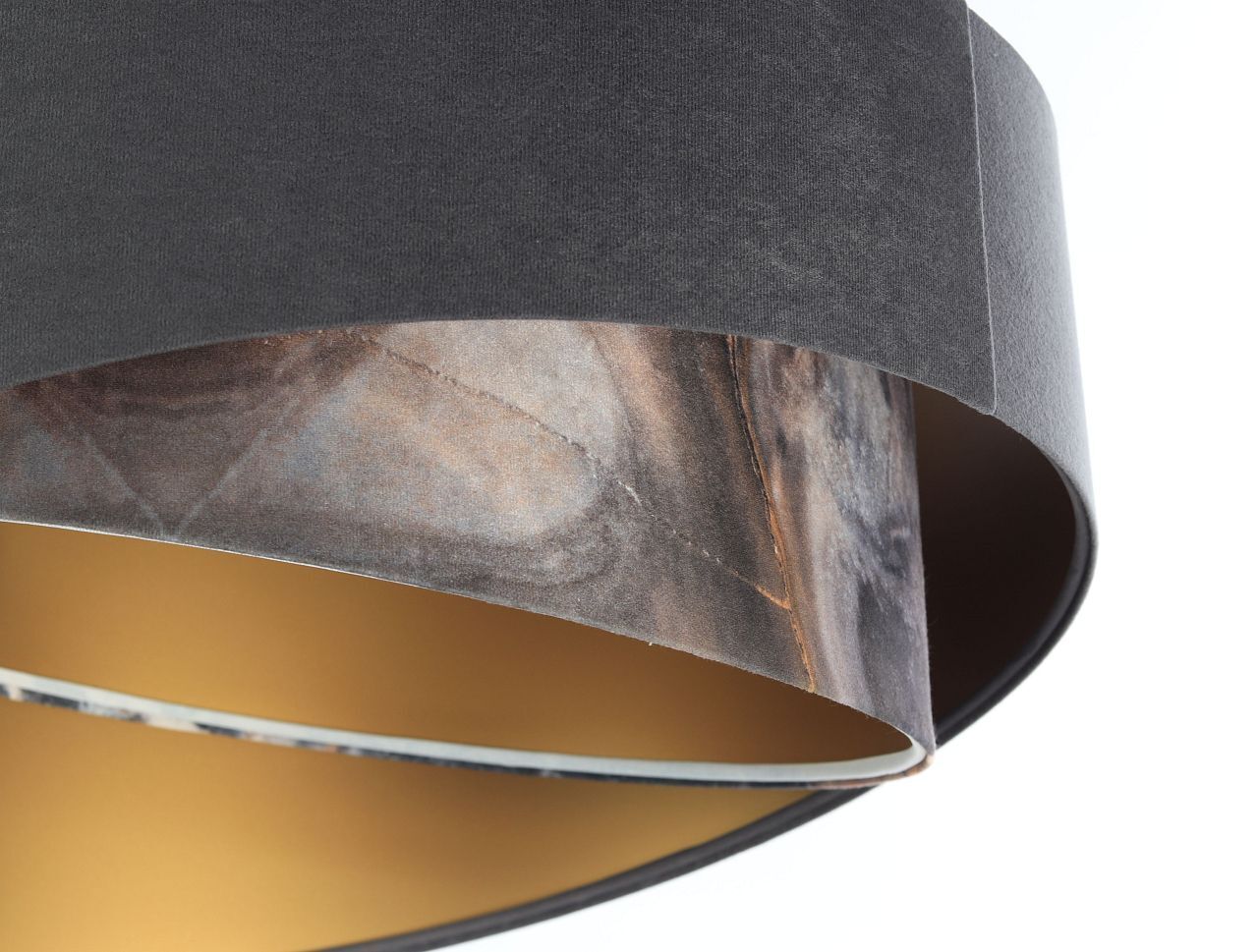 Hängelampe Grau Gold E27 Stoffschirm Ø 50 cm Modern KARIM