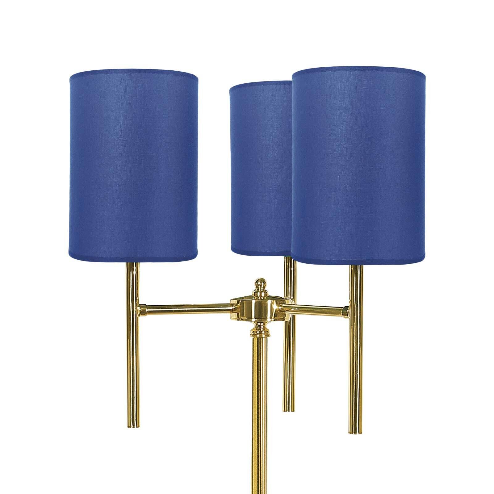 Lampadaire laiton tissu bleu 3-flamme 153,5 cm petit Lampe, Lampenschirm