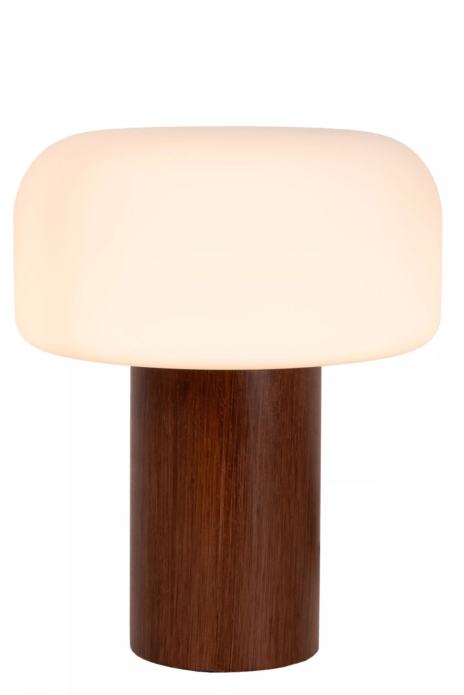Natürliche Tischlampe Holz Glas Natur Weiß E14 28 cm Lampe