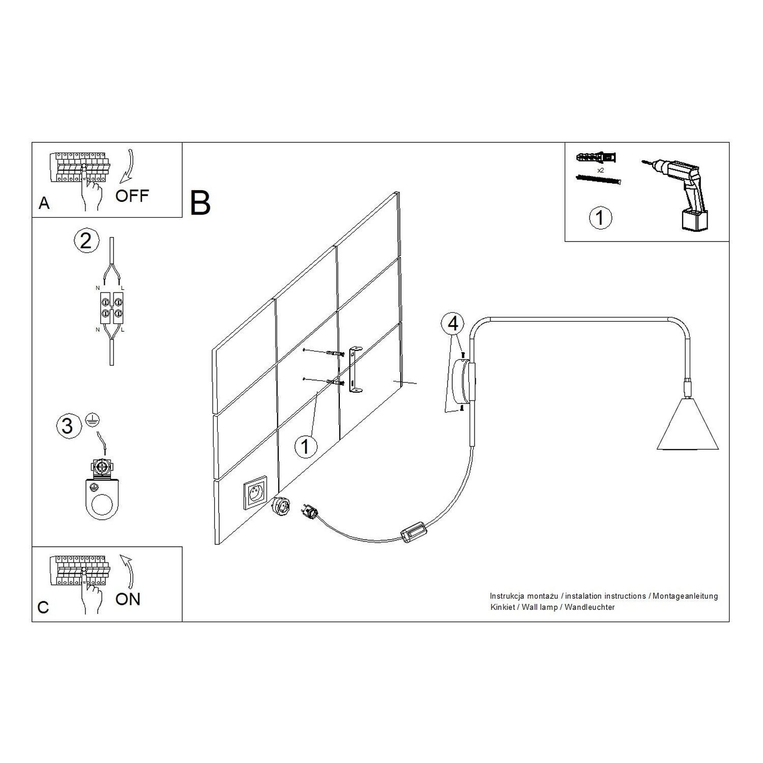 Wand, LED-Lampe, Wandlampe, Montage, Panel