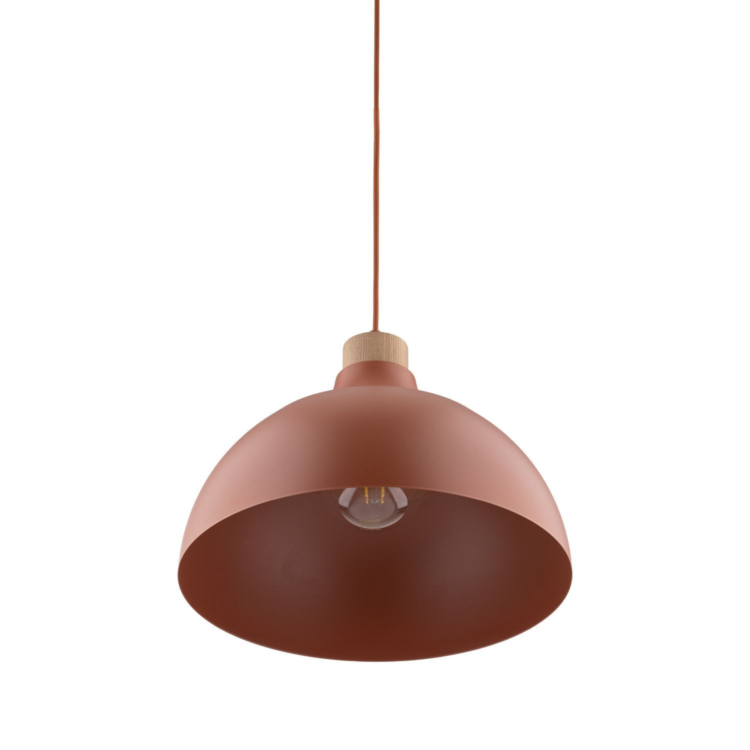 Hängelampe Metall Holz Ø 34 cm rund H: max. 170 cm Rot E27 Lampe, Leuchte, Deckenleuchte