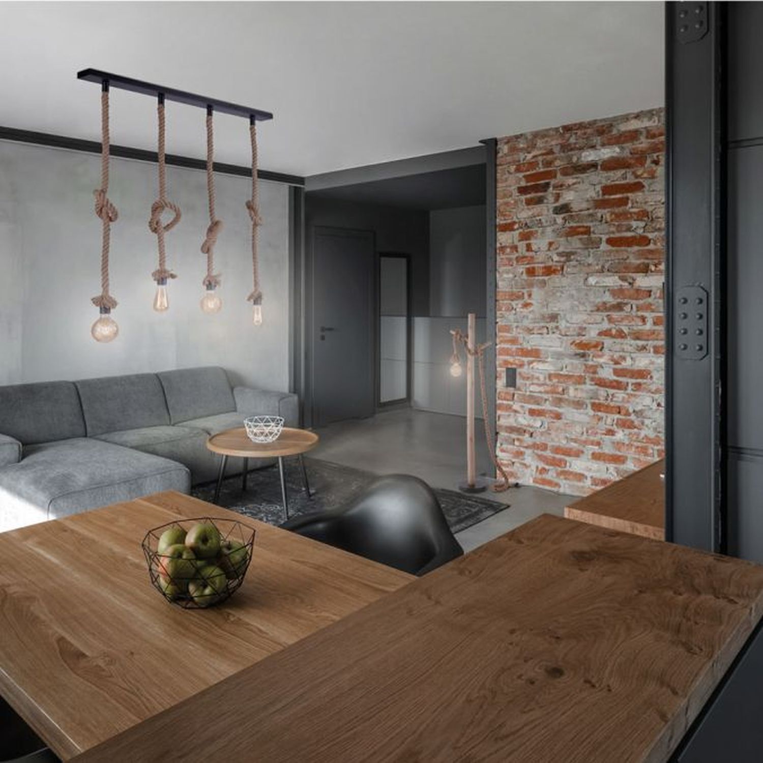 Lampadaire vintage E27 jusqu'à 15 W 150 cm bois corde Drinnen, Innenarchitektur, Tabelle, Tischplatte, Dekoration für Zuhause