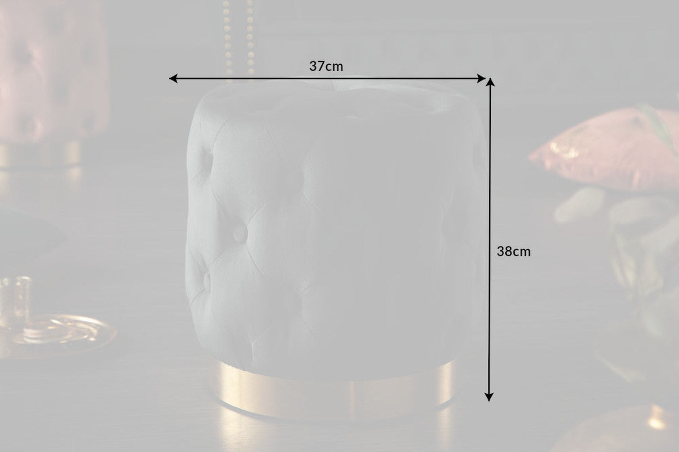 Pouf noir or en velours métal Ø 37 cm petit Krug, Kunst, Porzellan, Töpferei, Lampe