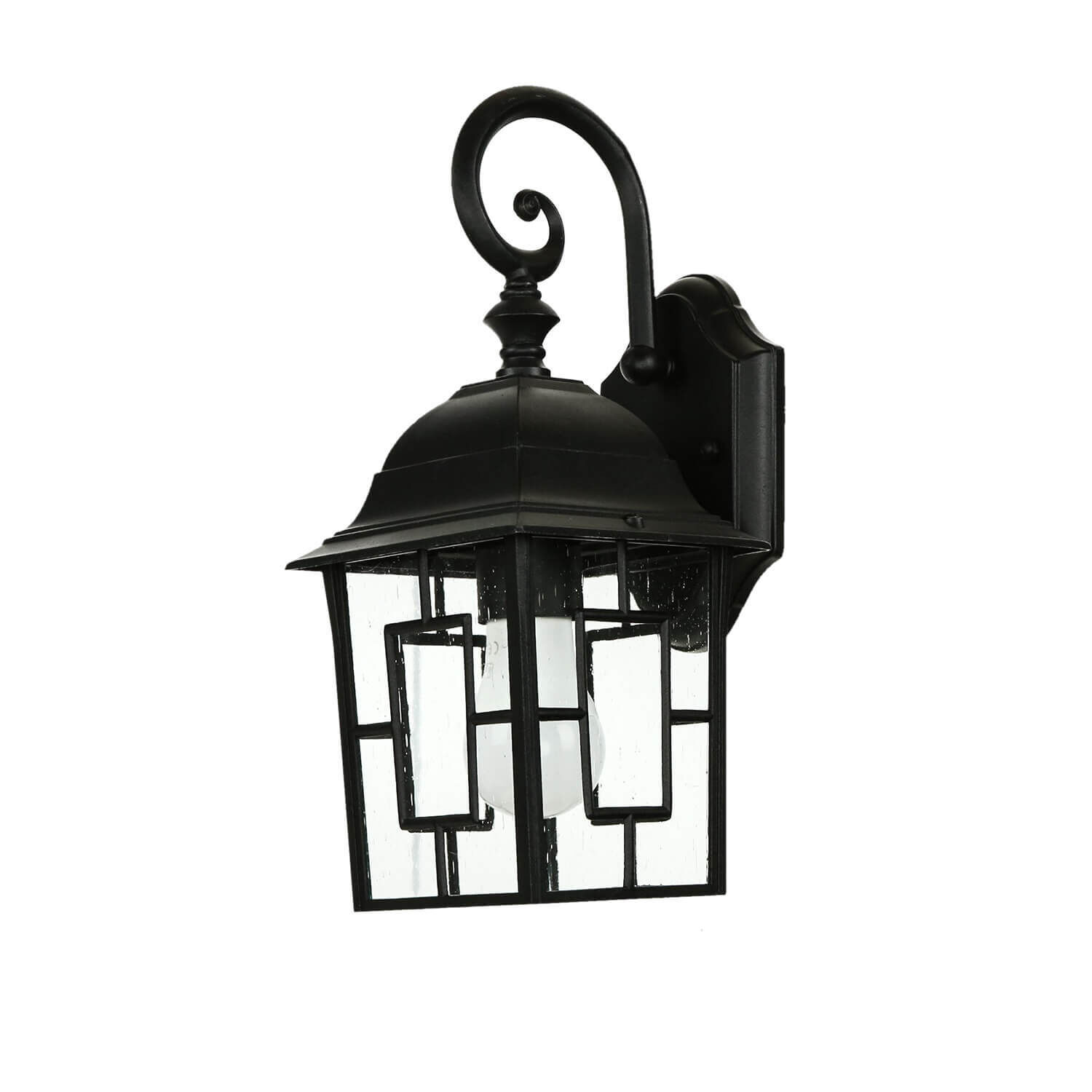 Wandlaterne außen Schwarz E27 H: 37 cm Aluminium Glas Lampe, Leuchte
