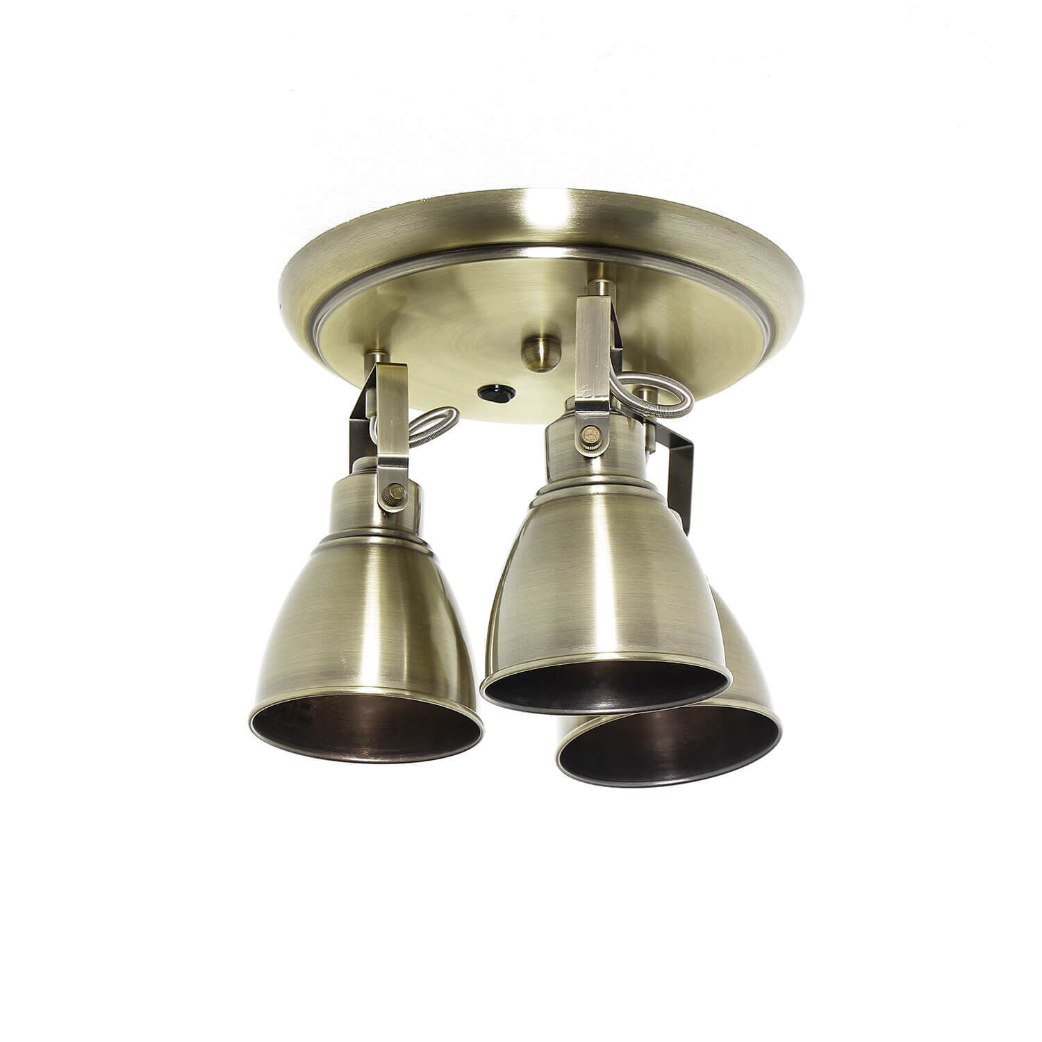 Deckenstrahler Metall 3-flammig in Messing rund Leuchte, Deckenleuchte