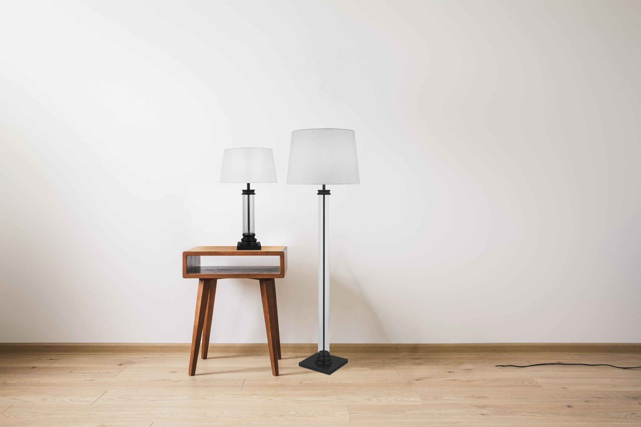 Lampadaire petit 156 cm noir blanc E27