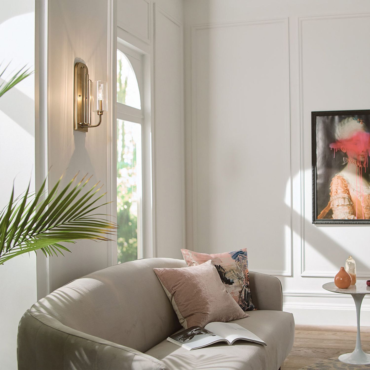 Sofa, Wohnzimmer, Kissen, Beleuchtung, Wandbild
