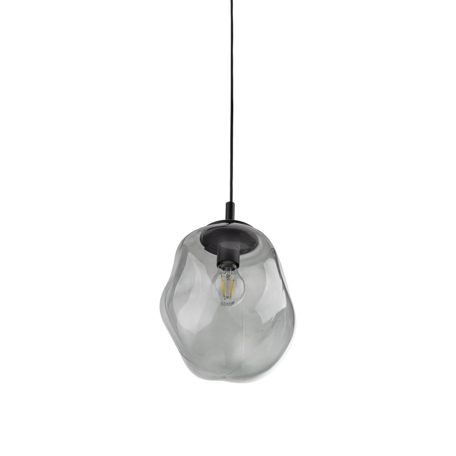 Lampe à suspendre verre fumé E27 L : 25 cm H : max. 175 cm Noir Gris Licht