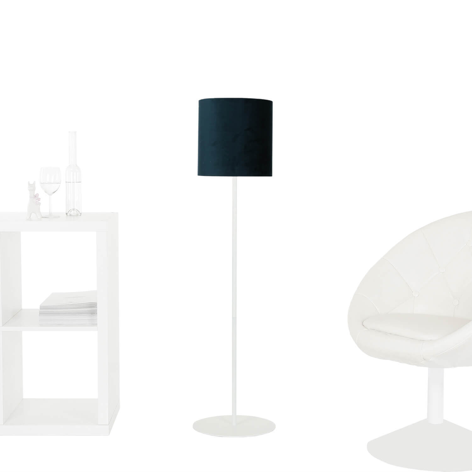 Blauer Lampenschirm für Stehlampen Stoff Zylinder Lampe