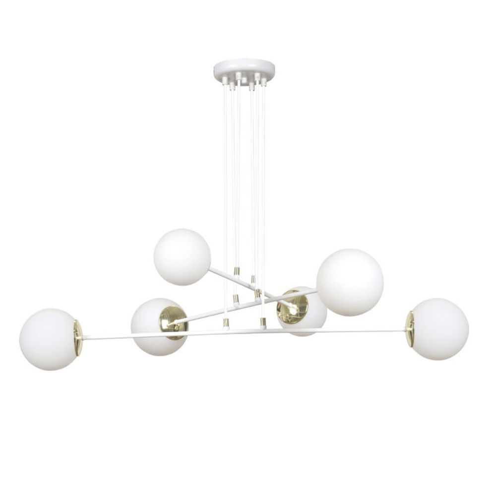 Pendelleuchte Weiß verstellbar Modern 6x E27 Wohnzimmer