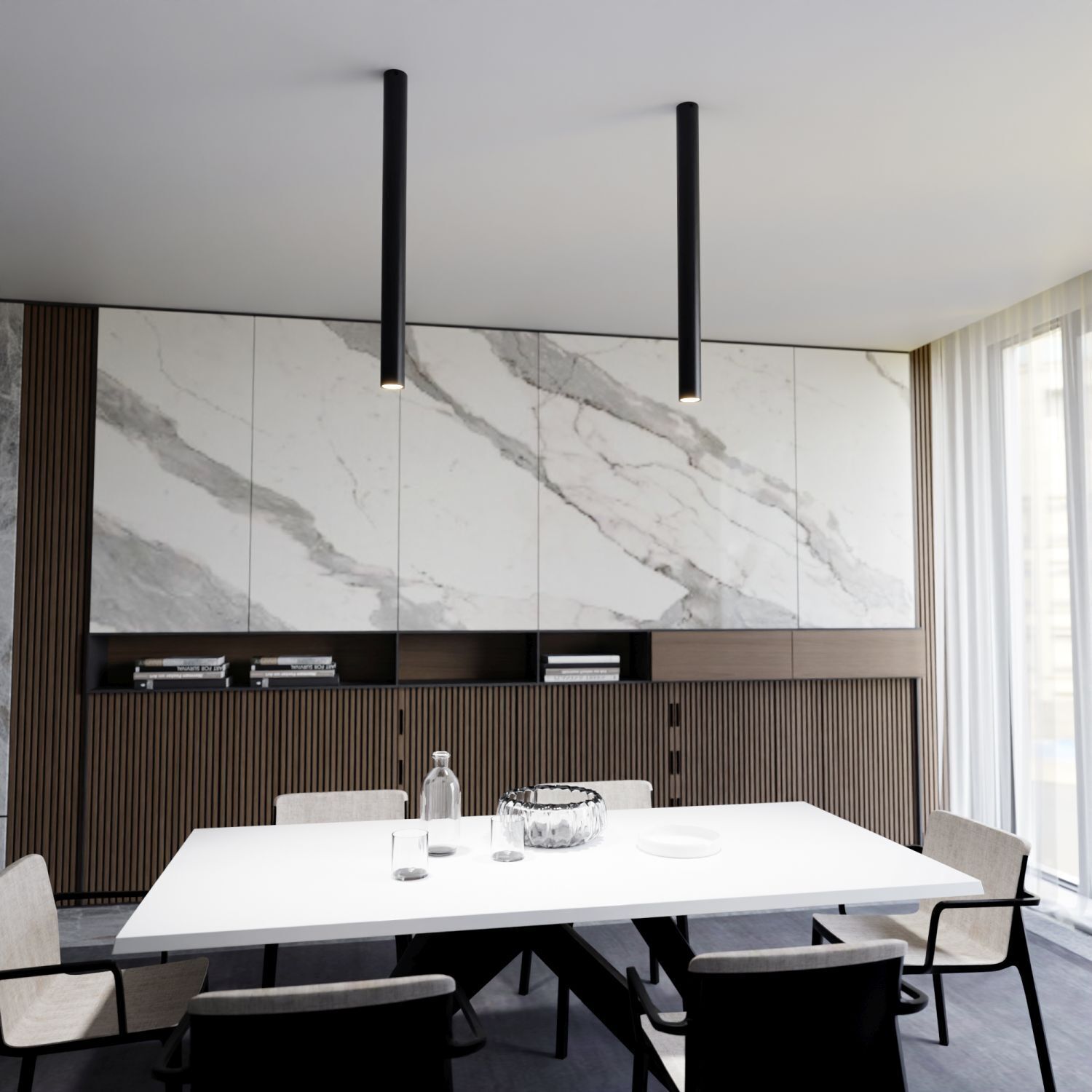 Aufputz Deckenlampe Metall XXL H: 80 cm D: 6 cm GU10 Schwarz Drinnen, Innenarchitektur, Tabelle, Tischplatte, Tasse