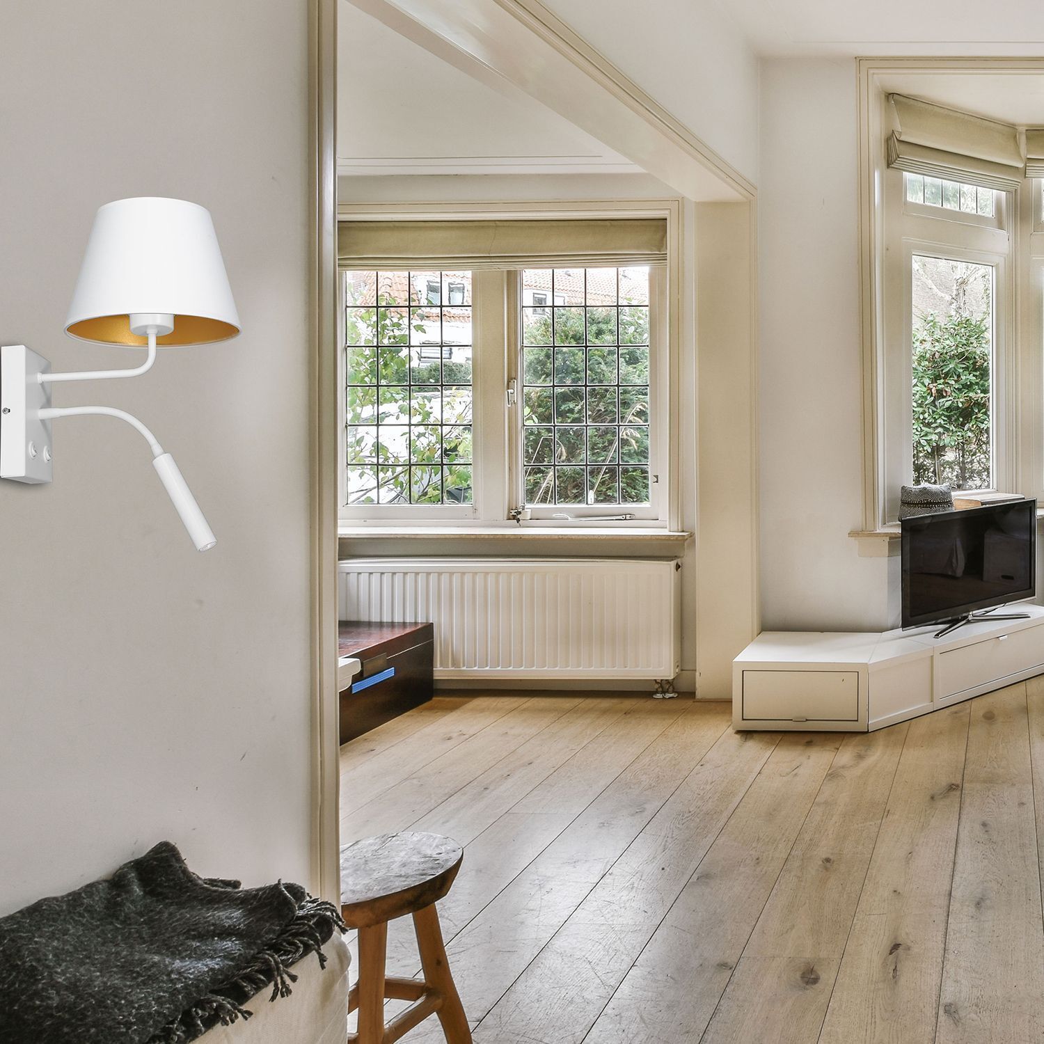 Applique Blendarme Blanc Or Tissu Bras de lecture E27 G9 Lampe, Fenster, Drinnen, Innenarchitektur