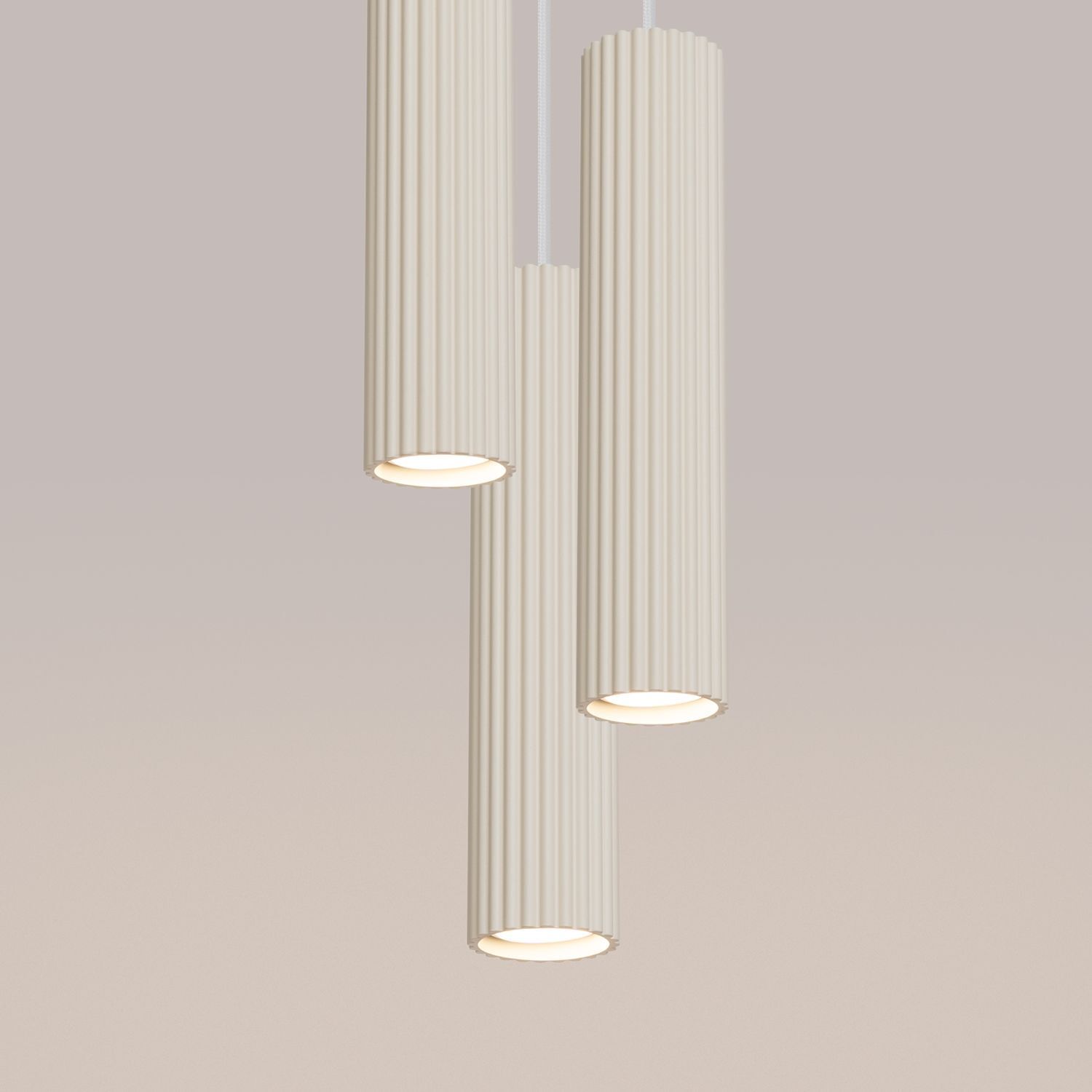 Lampe à suspendre moderne en crème à 3 flammes GU10 étroite Ø 19,5 cm