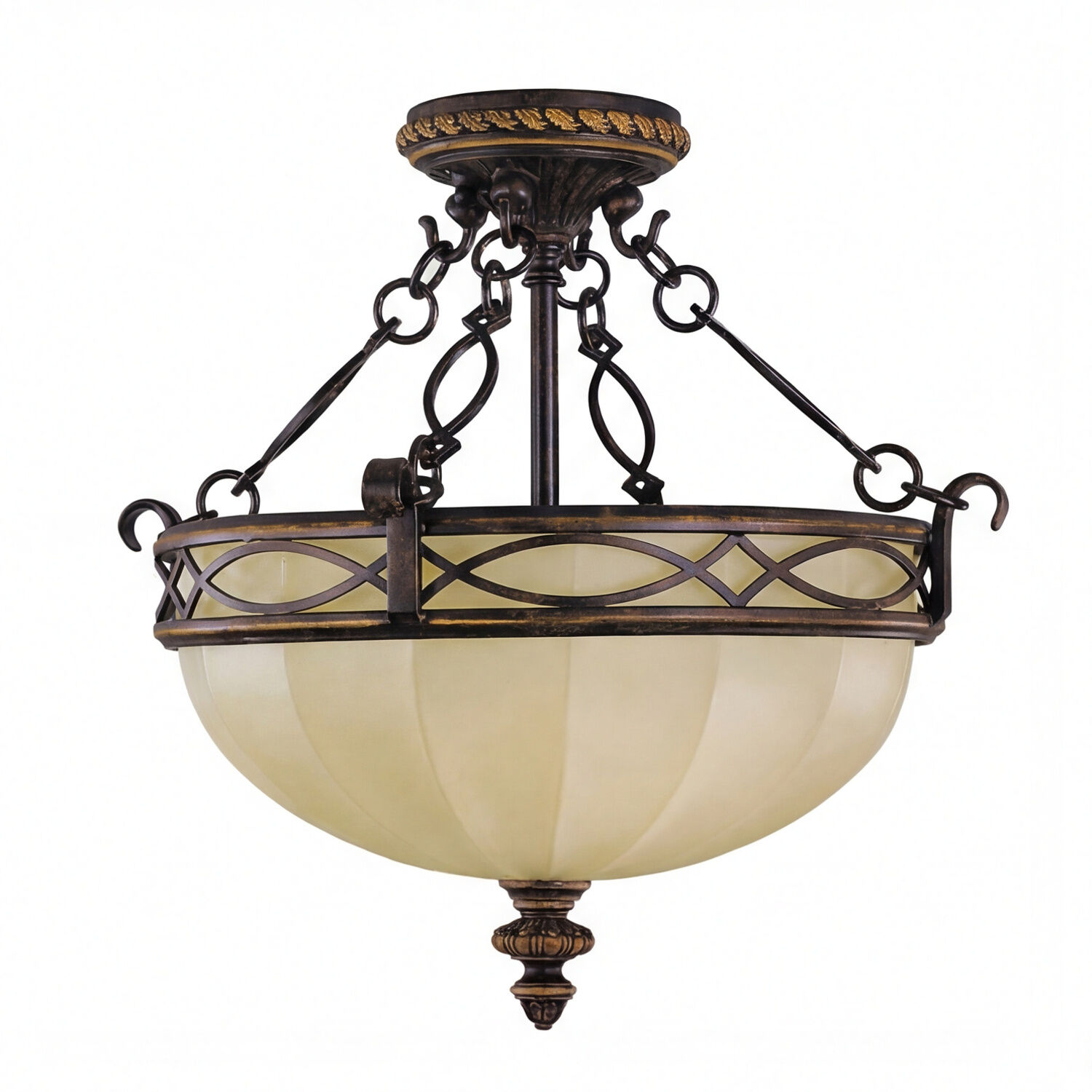 deckenleuchte-deckenlampe-anabell-1-2-flammig-walnuss-creme-landhaus-rustikal-01 chandelier, deckenleuchte, beleuchtung, bronze, glas