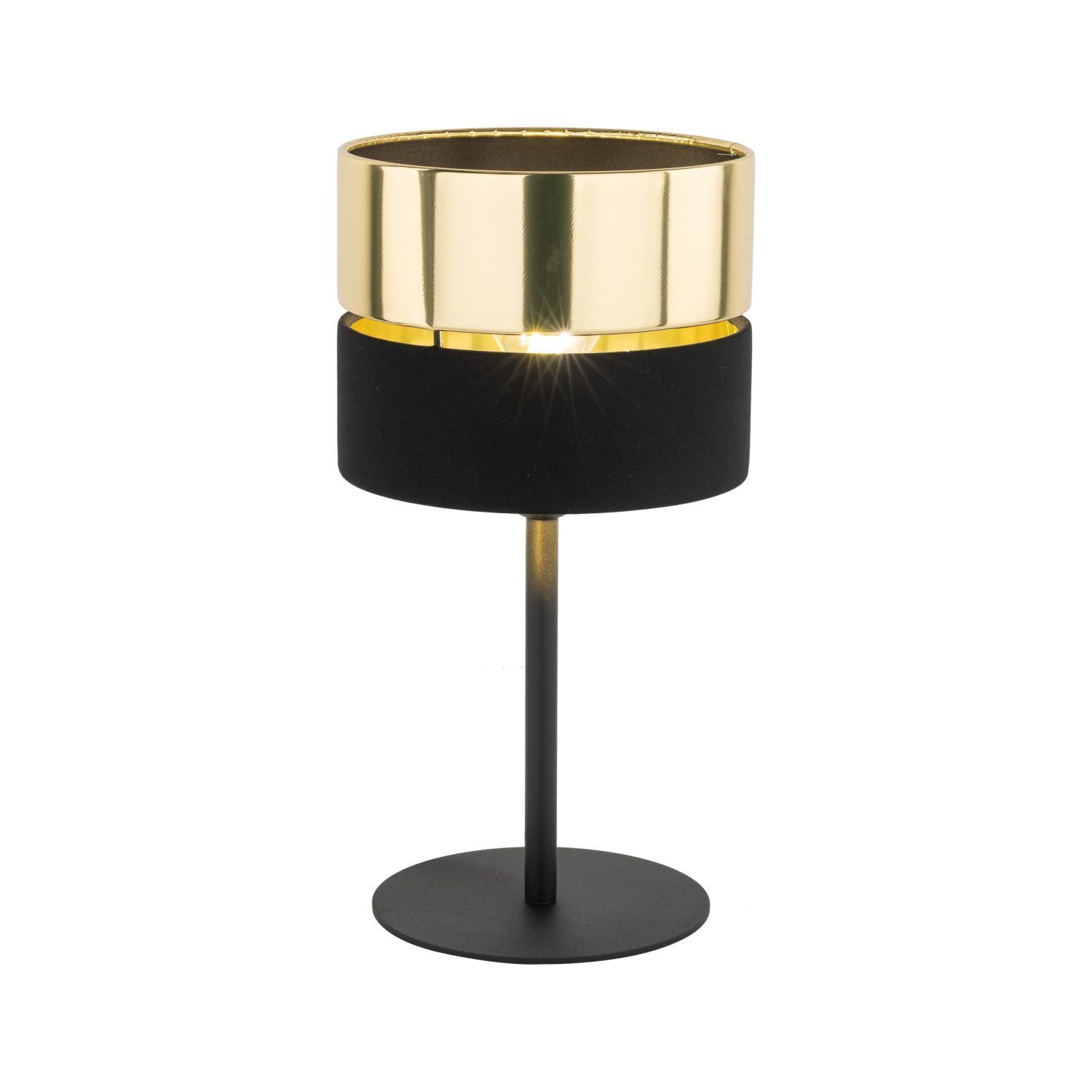 Tischlampe Schwarz Gold 38,5 cm Ø 20 cm H: Stoff Metall E27 Lampe, Tischlampe, Klebeband, Lampenschirm