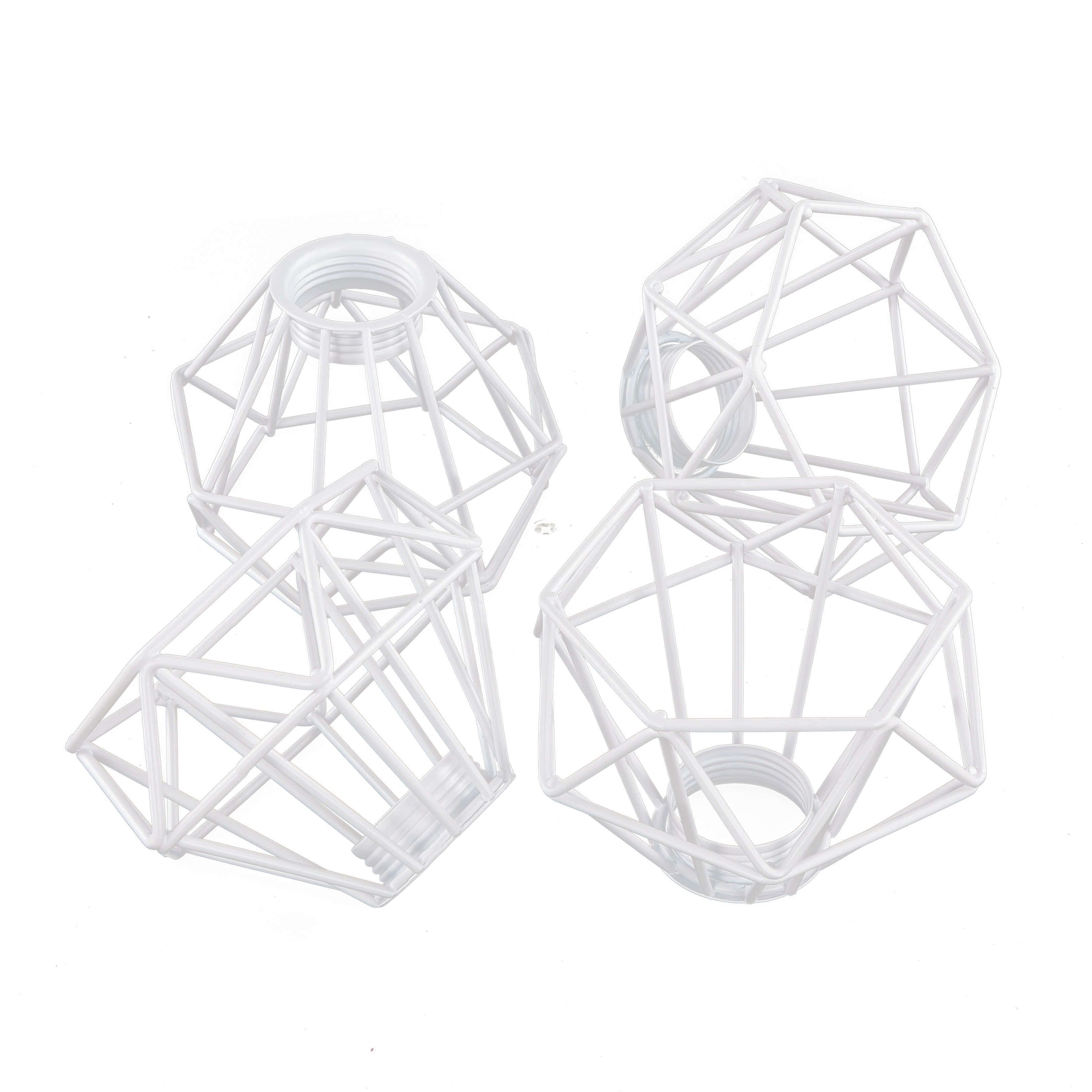 Retro Lampenschirm Weiß 4er Set für Tischleuchte E14 Zubehor, Diamant, Edelstein, Schmuck