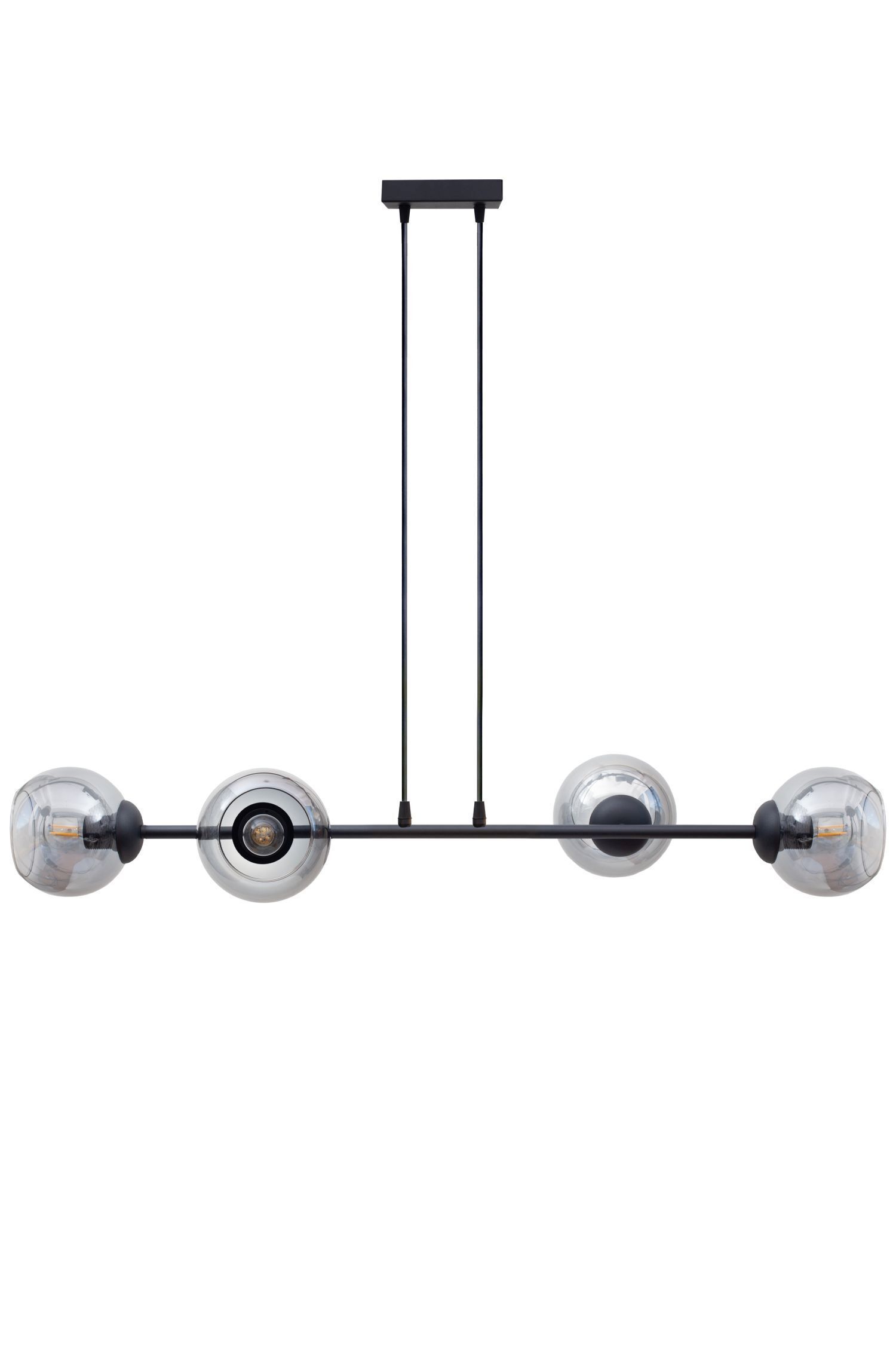 Lampe à suspendre métal verre fumé faible éblouissement E27 4-flamme Lampe à suspendre métal verre fumé faible éblouissement E27 4-flamme