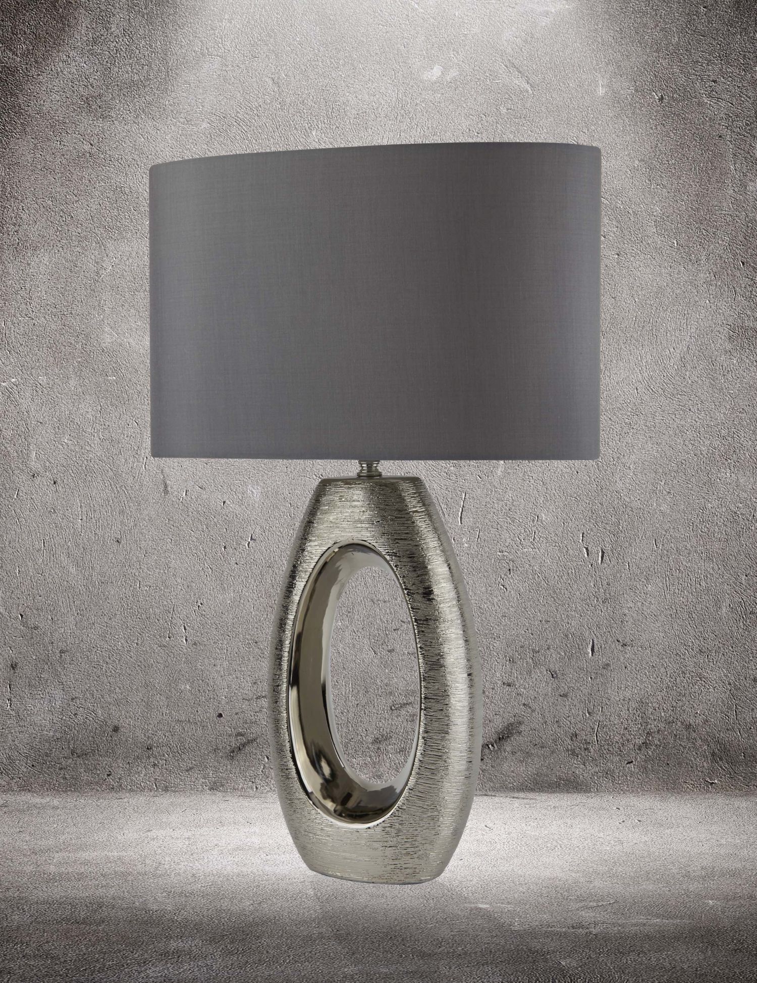 Lampe de table Chrome Gris E27 61 cm Tissu Céramique Moderne