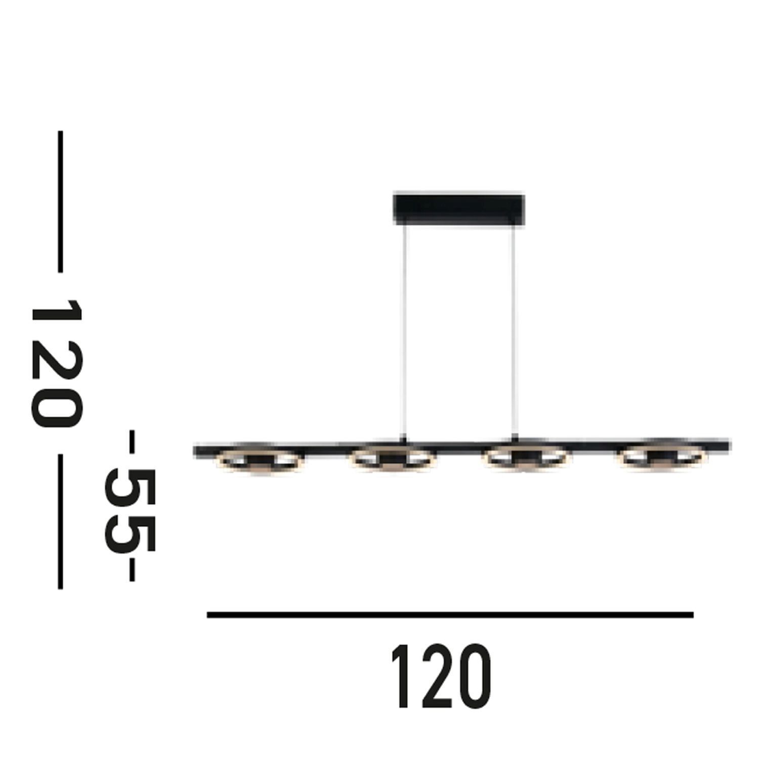 Suspension LED élégante Métal Noir 3000 K Anneaux