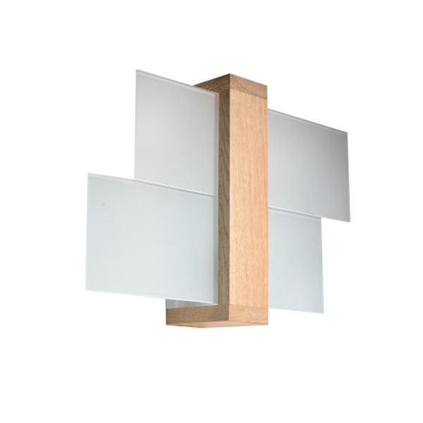 Appliques murales Couloir Wandlampe, LED-Wandleuchte, Holz, Metall, Weißglas