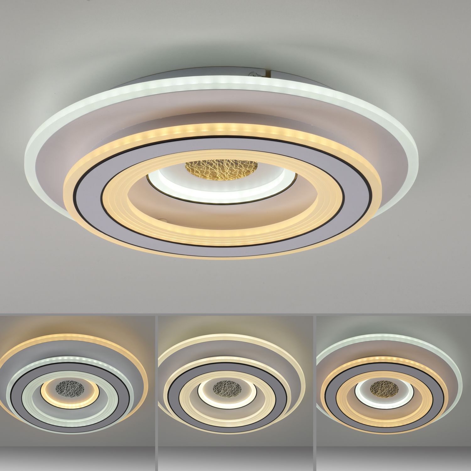 Weiße LED Deckenlampe Dimmer Ø40 cm 5100 lm Nachtlicht