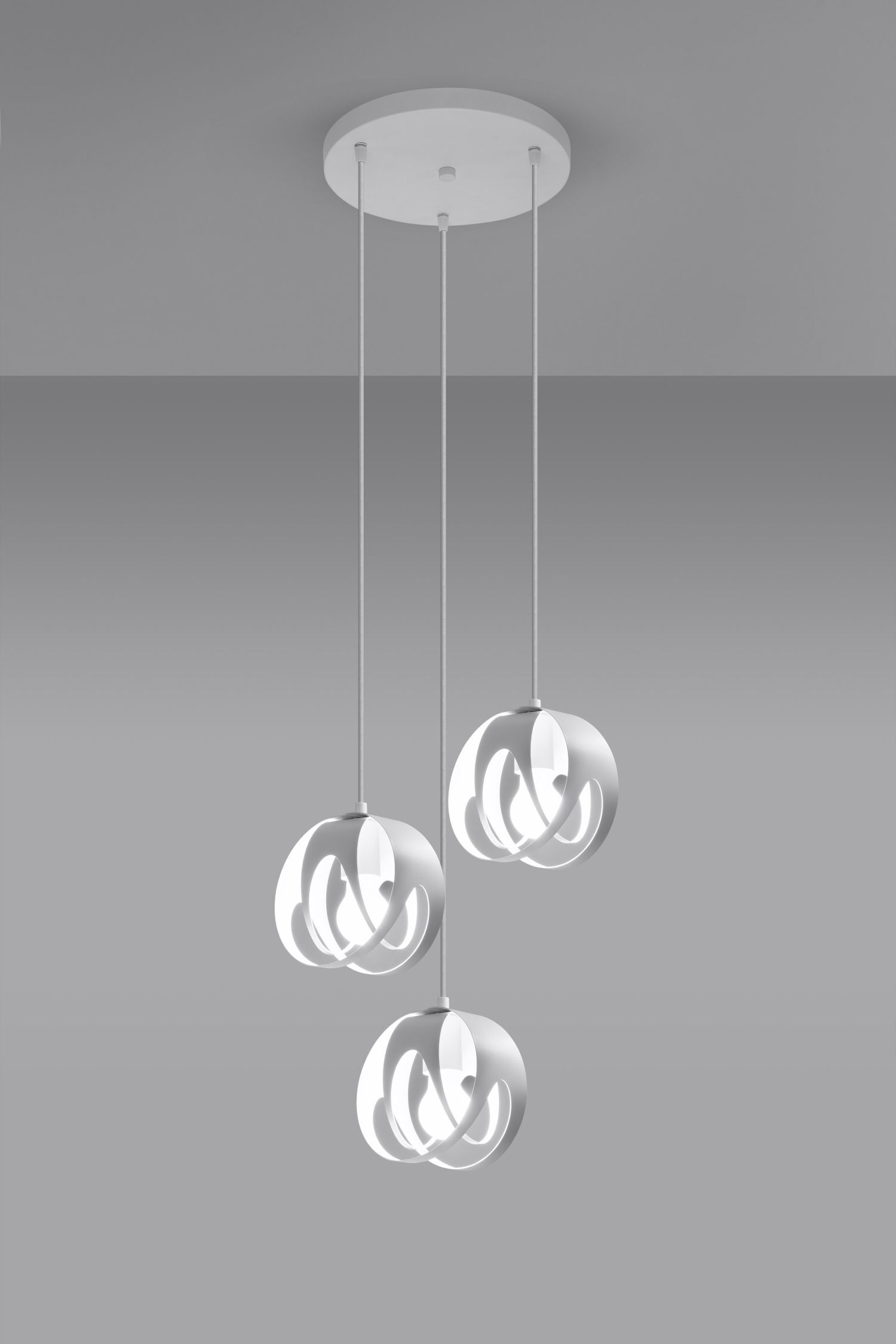 Suspension 3 flammes blanc métal ajustable E27
