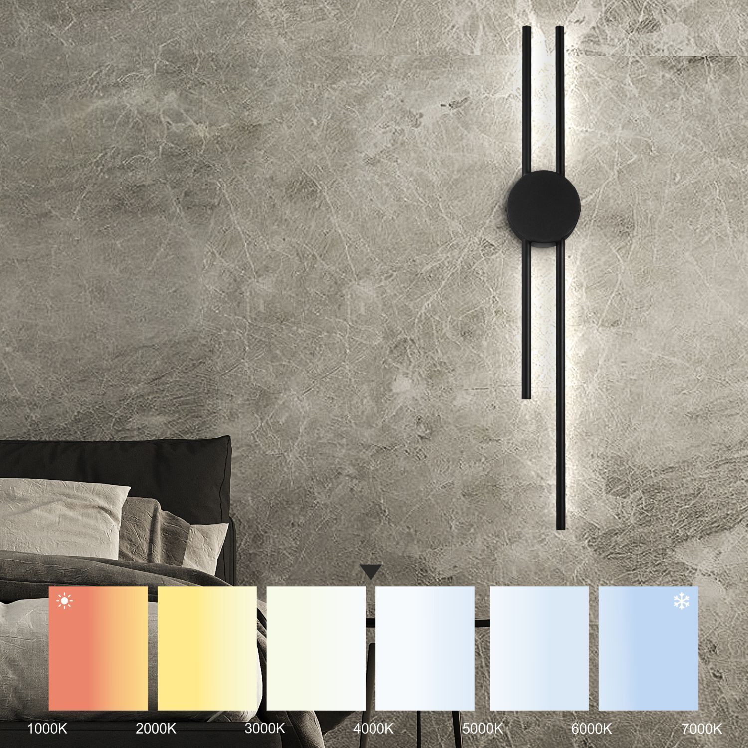 LED Wandleuchte indirekt Schwarz H:80 cm 15 W 4000 K Gebäude, Mauer, Innenarchitektur, Inneneinrichtung, Mace Club