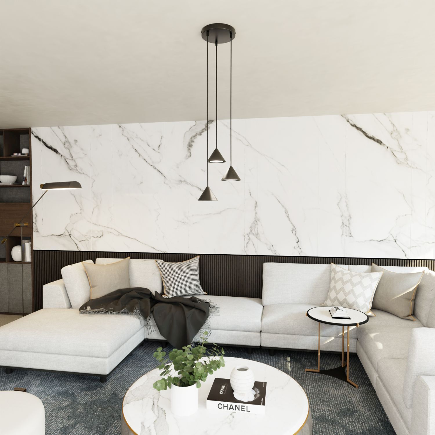 Suspension Noir Métal 3 feux GX53 Moderne Wohnzimmer, Dekoration Ihres Zuhauses, Innenarchitektur, Couch, Tabelle