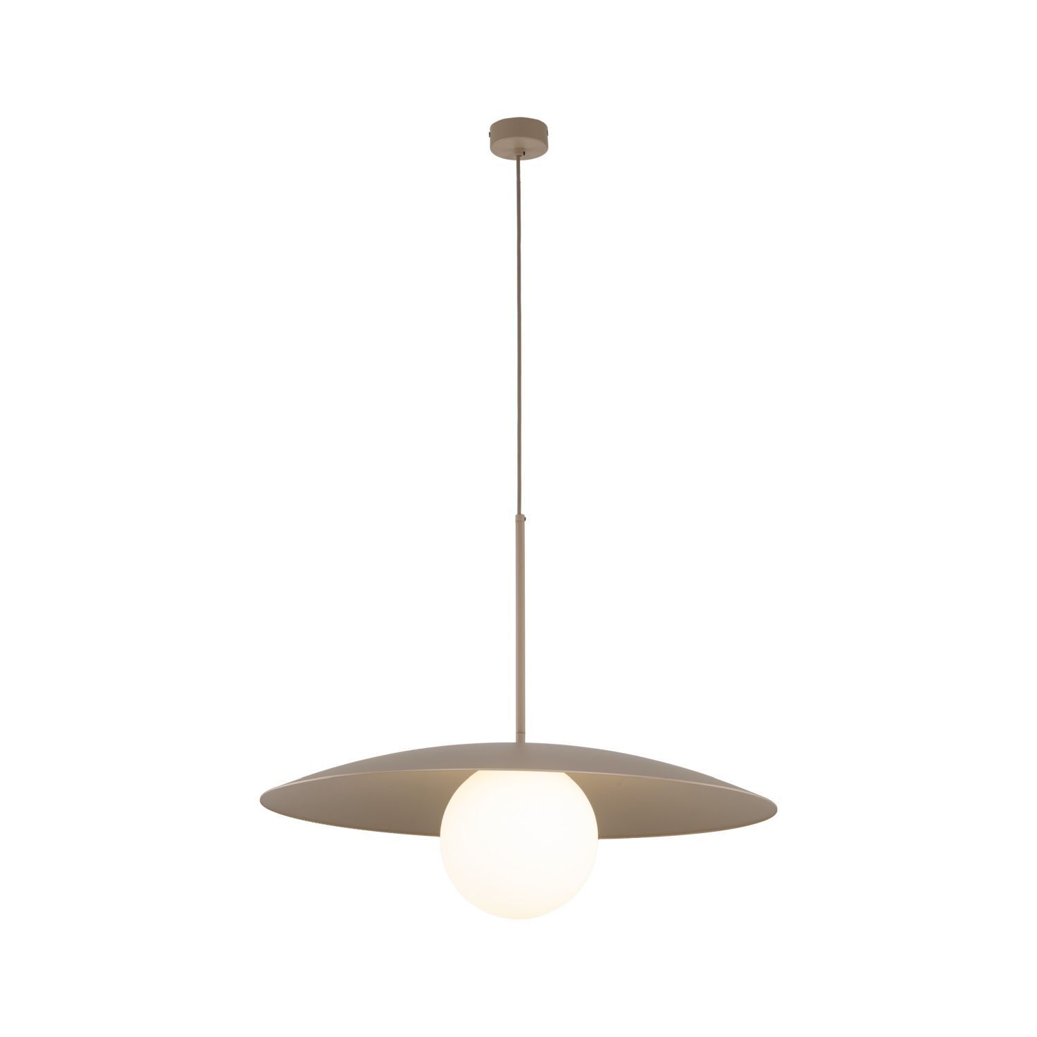 Hängelampe Glasschirm Metall rund Ø65 cm E27 Sandgrau