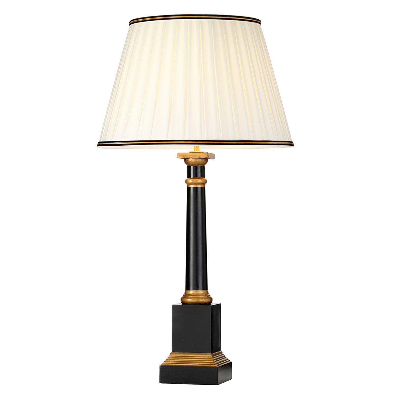 Lampe de table Noir Crème E27 55 cm Bois Tissu Classique Lampe, Tischlampe, Lampenschirm