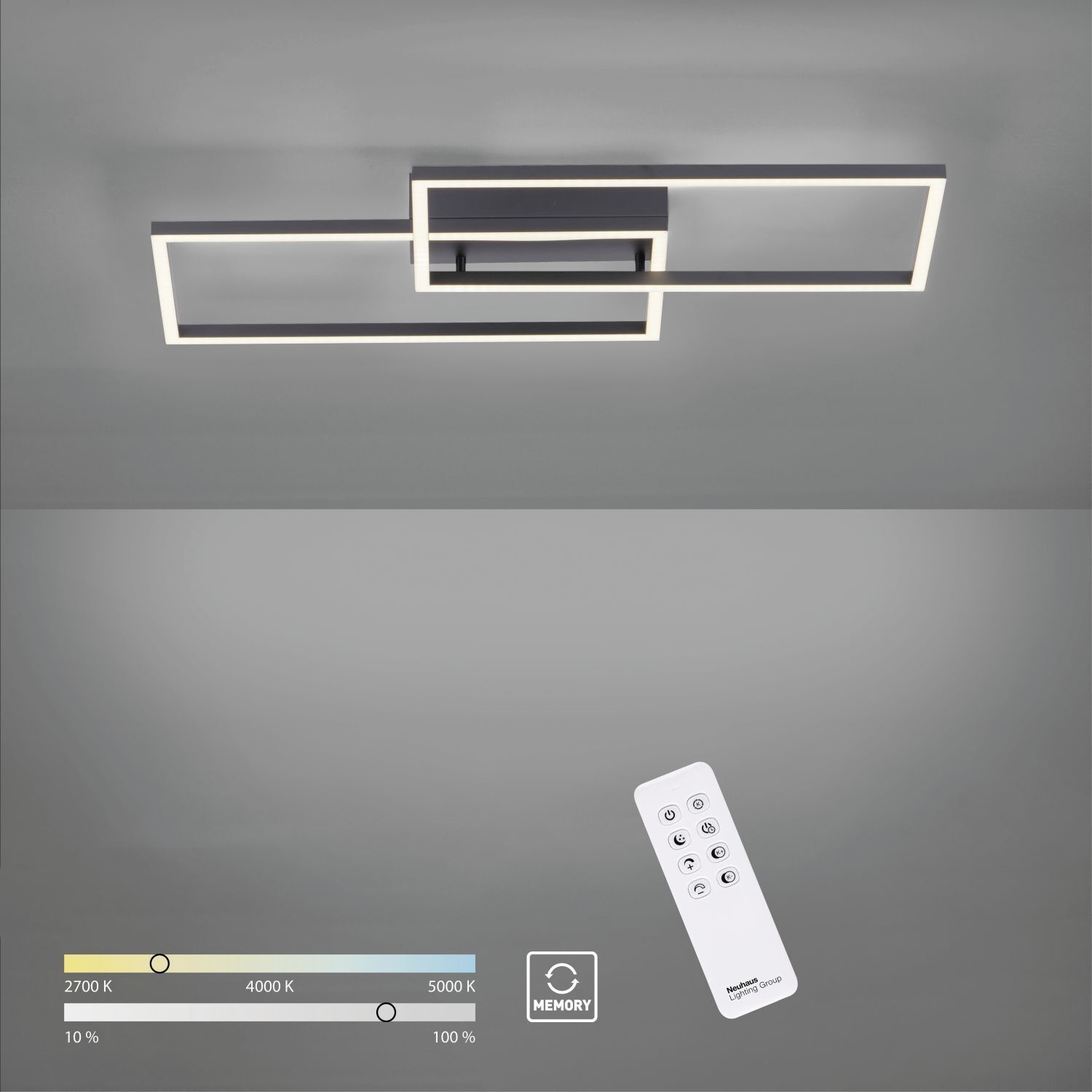 Schwarze LED Deckenleuchte Metall L:60,5 cm 2700-5000 K