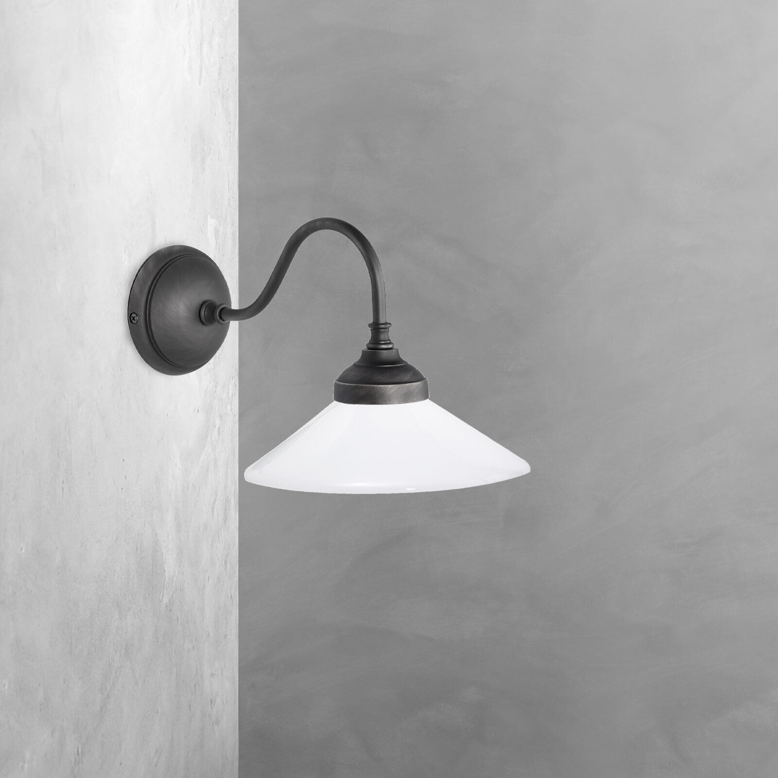 Wandleuchte Messing Glas H: 23,5 cm Rustikal schwenkbar E14 Lampe