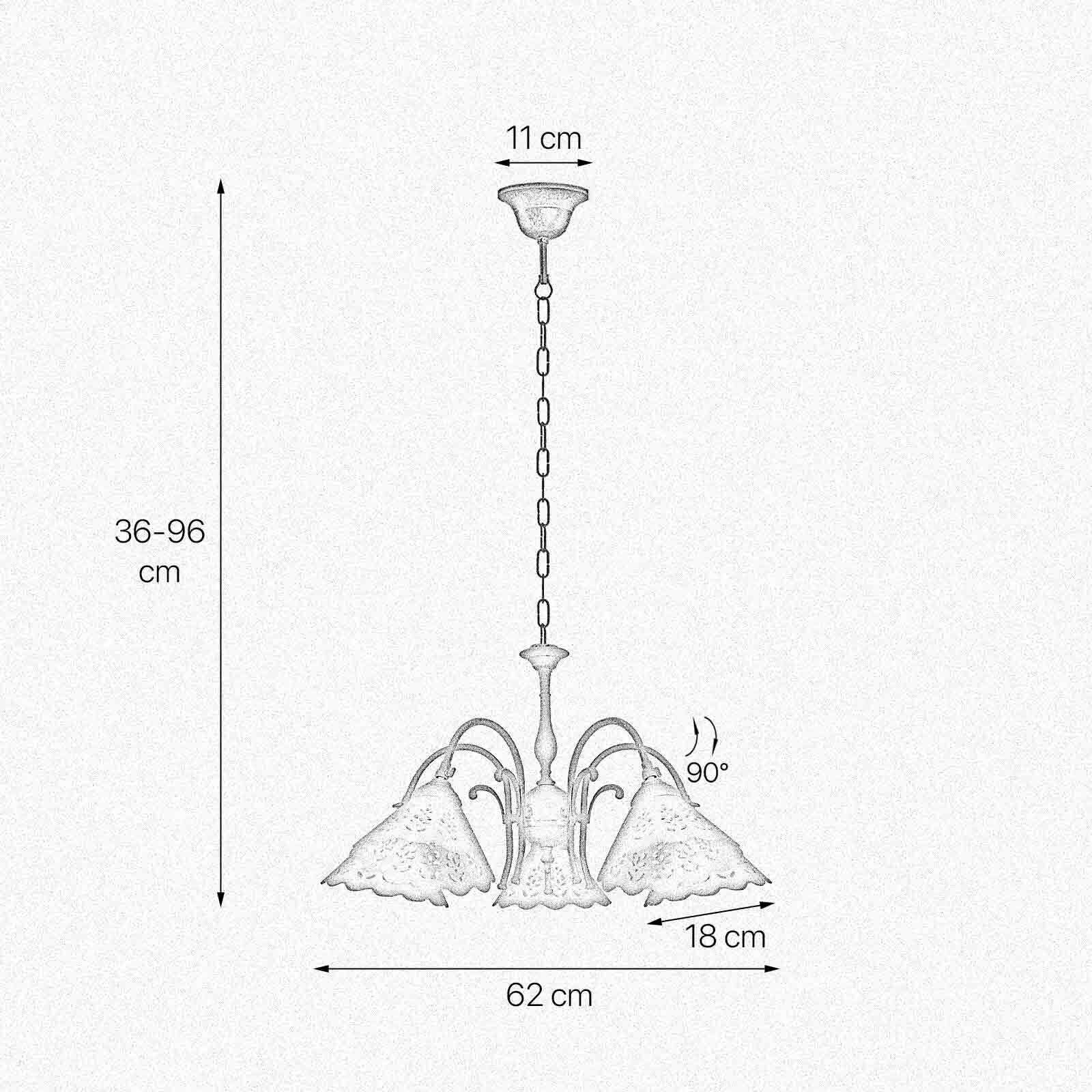 Lampe à suspendre laiton céramique en blanc bronze antique 5x E27 Diagramm, Handlung, Kronleuchter, Lampe