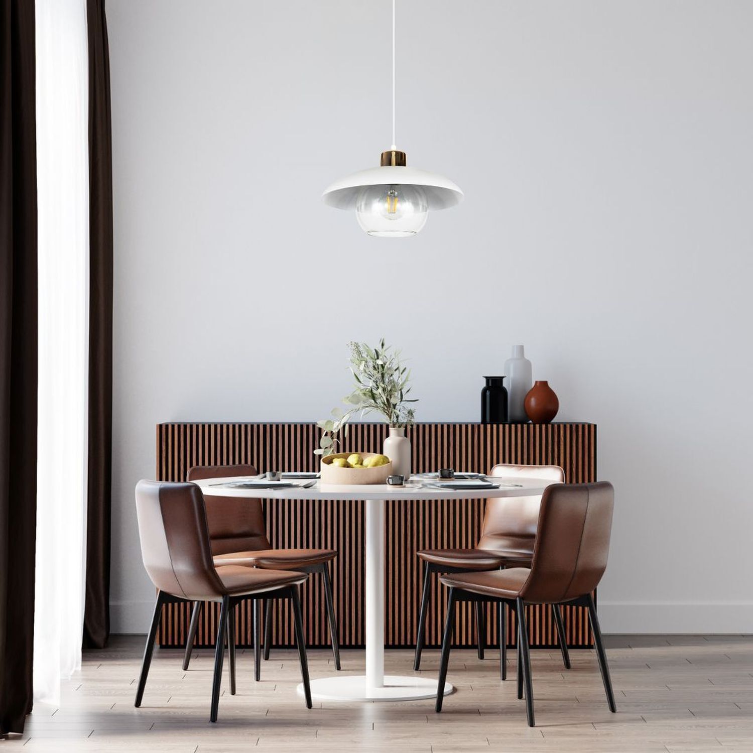 Esstisch, Runder Tisch, Holzoberfläche, 4 Stühle, Moderne Innenraumdeko