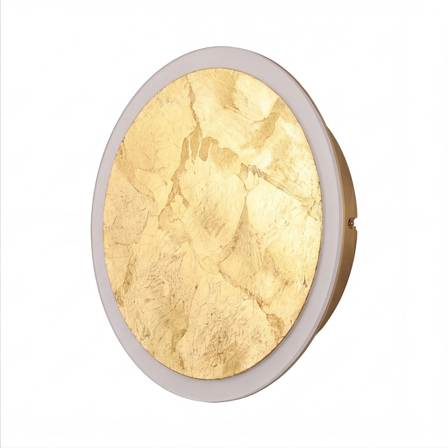 Wandlampe, Runde Wandlampe, Goldfarbene Platte, Runde Leuchte, LED-Lampe