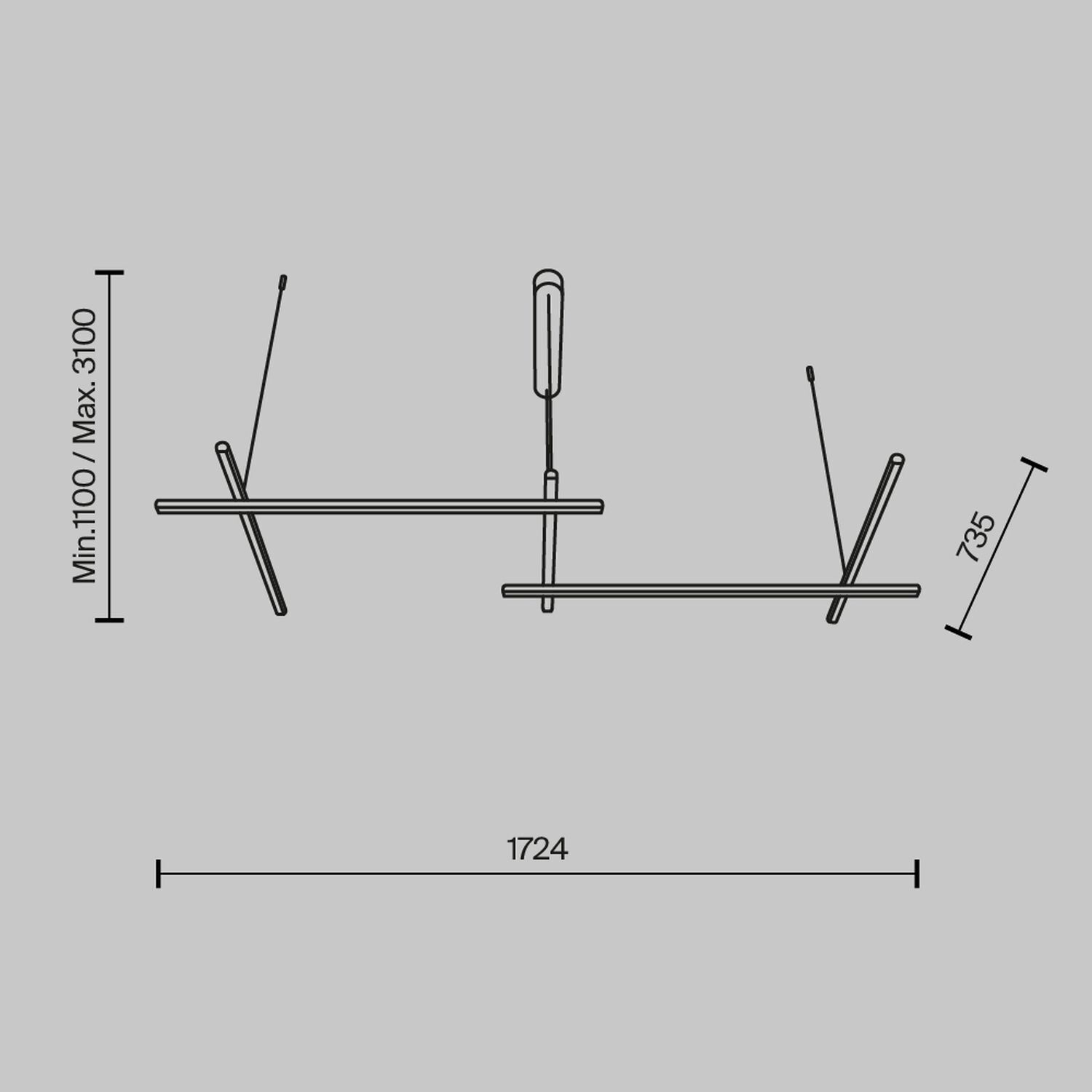 Hängelampe LED Aluminium H: max. 310 cm in Gold 1900 lm